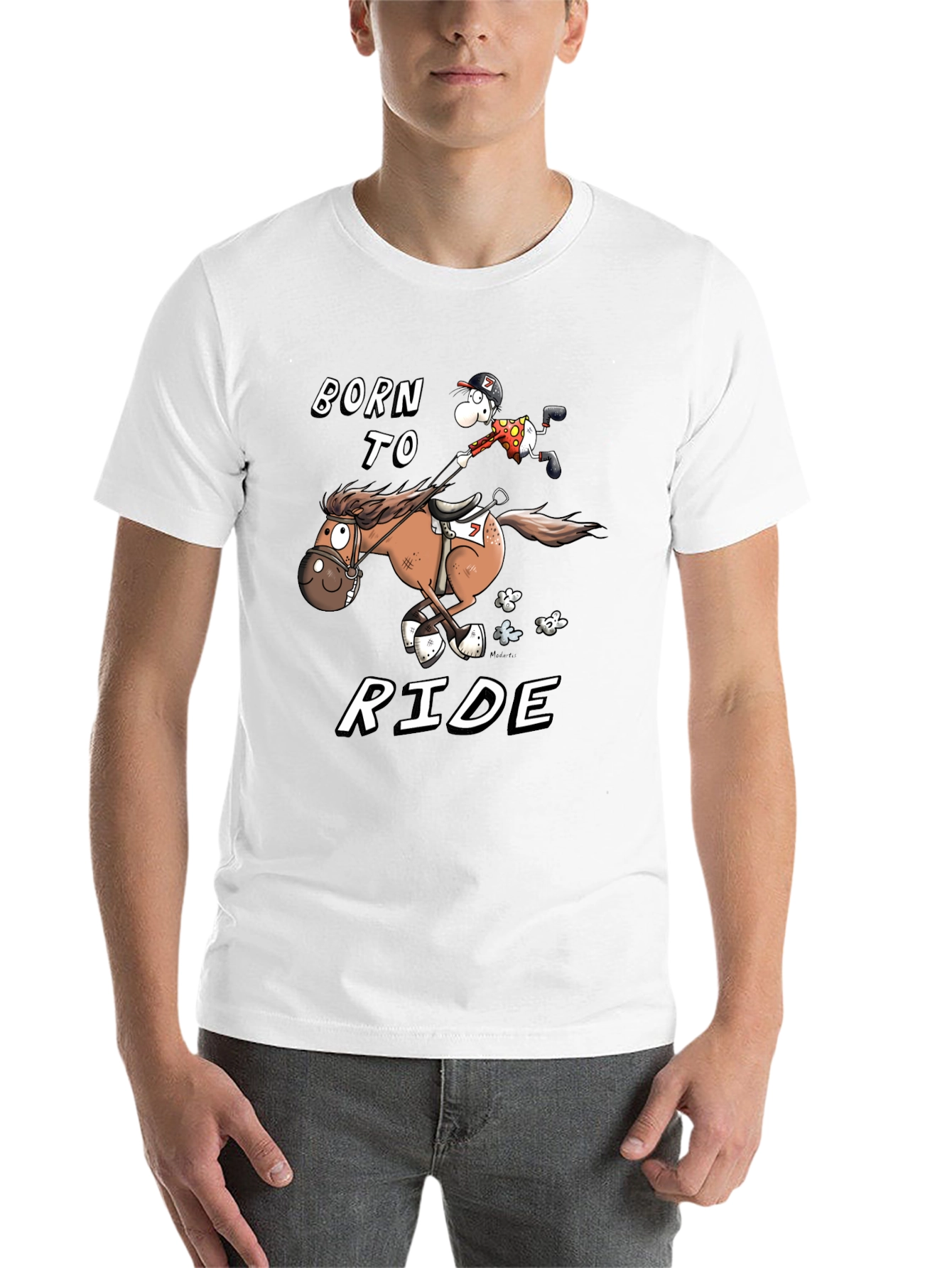 Black Born to Ride T-Shirt - Equestrian Cartoon view 14