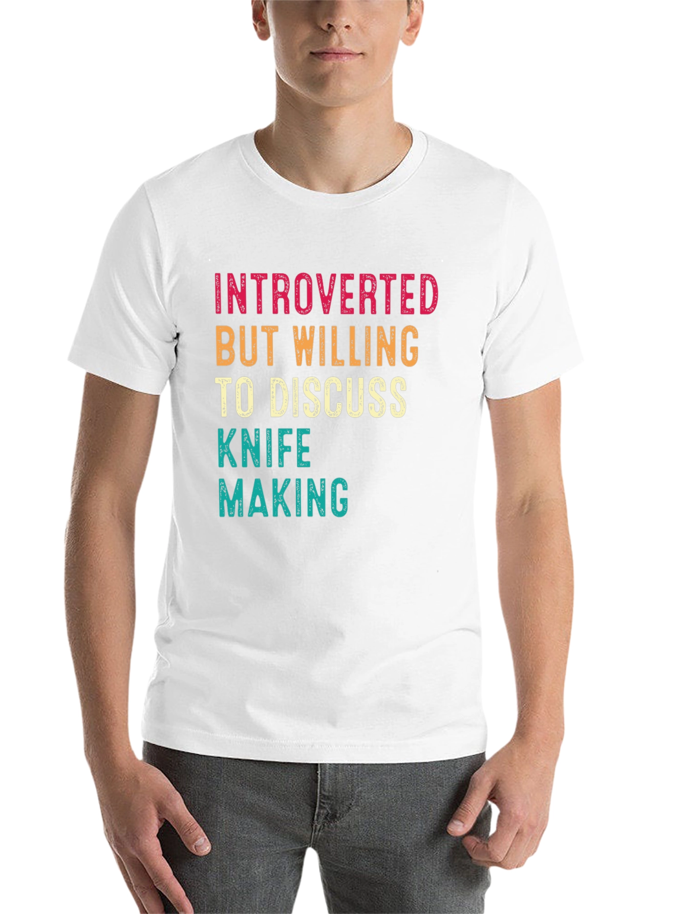 Black Introverted Knife Making Graphic Tee view 14