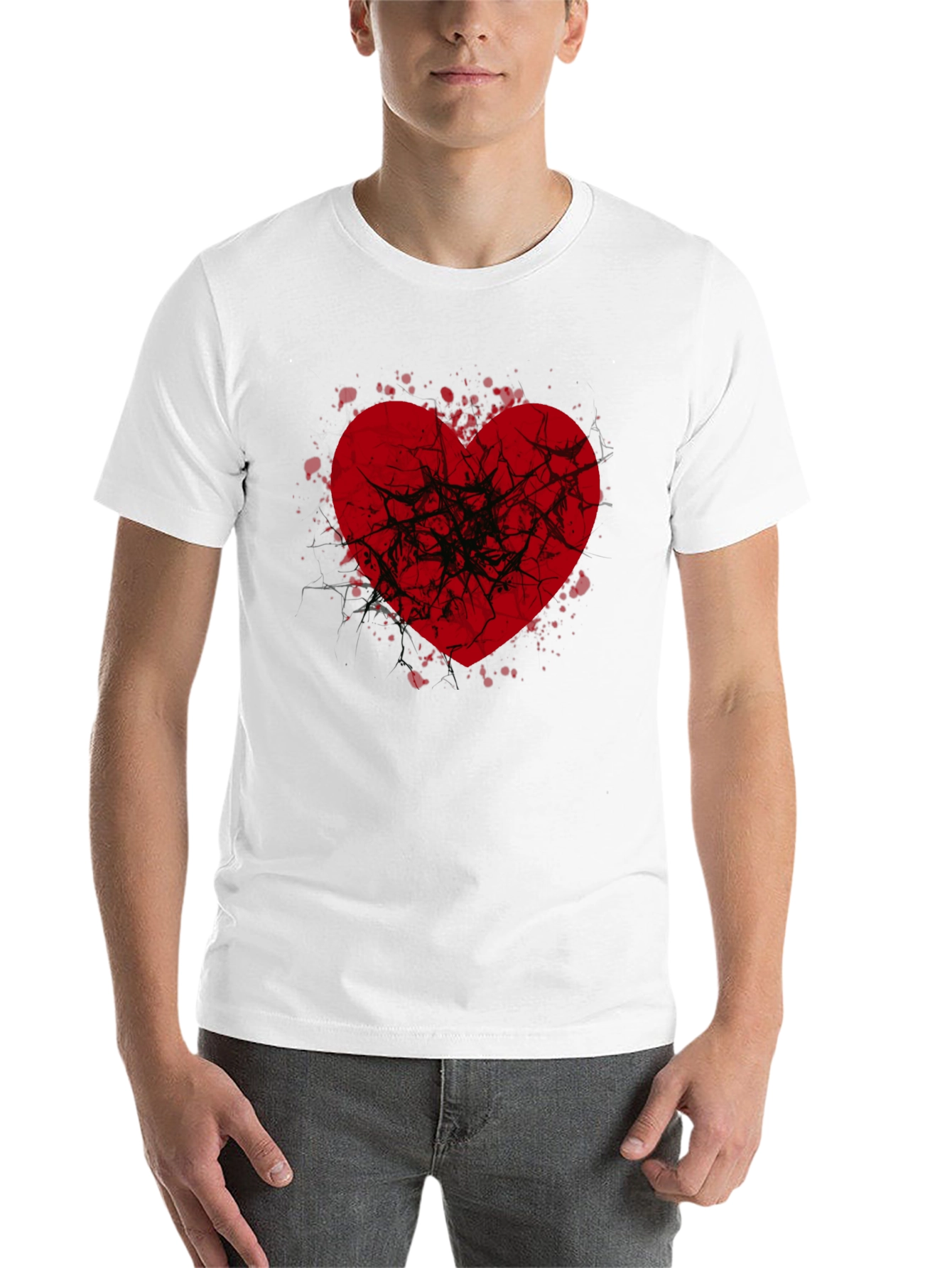 Black Broken Heart Graphic Tee - Black Casual Shirt view 14