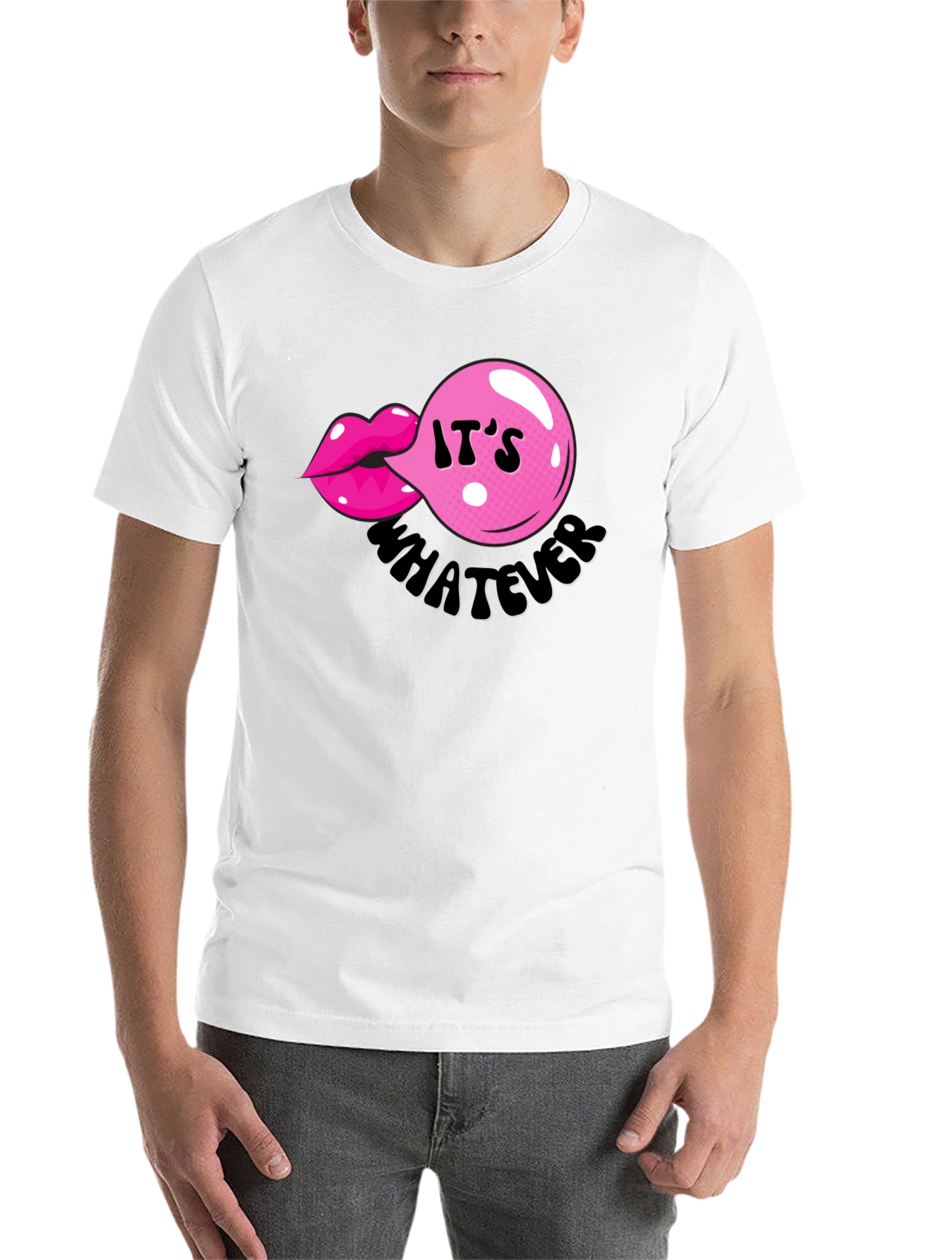 It's Whatever Bubble Gum Lip T-Shirt - 14