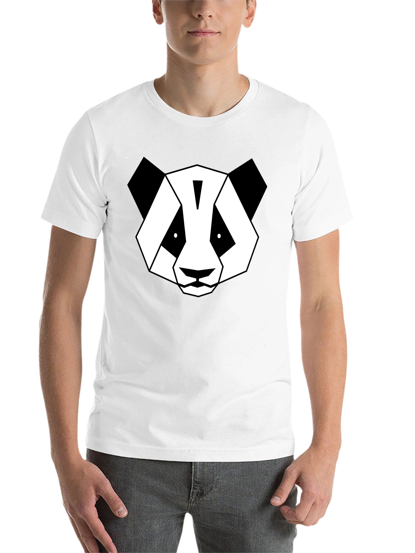 Black Geometric Panda Graphic T-Shirt - Modern Black Tee view 14