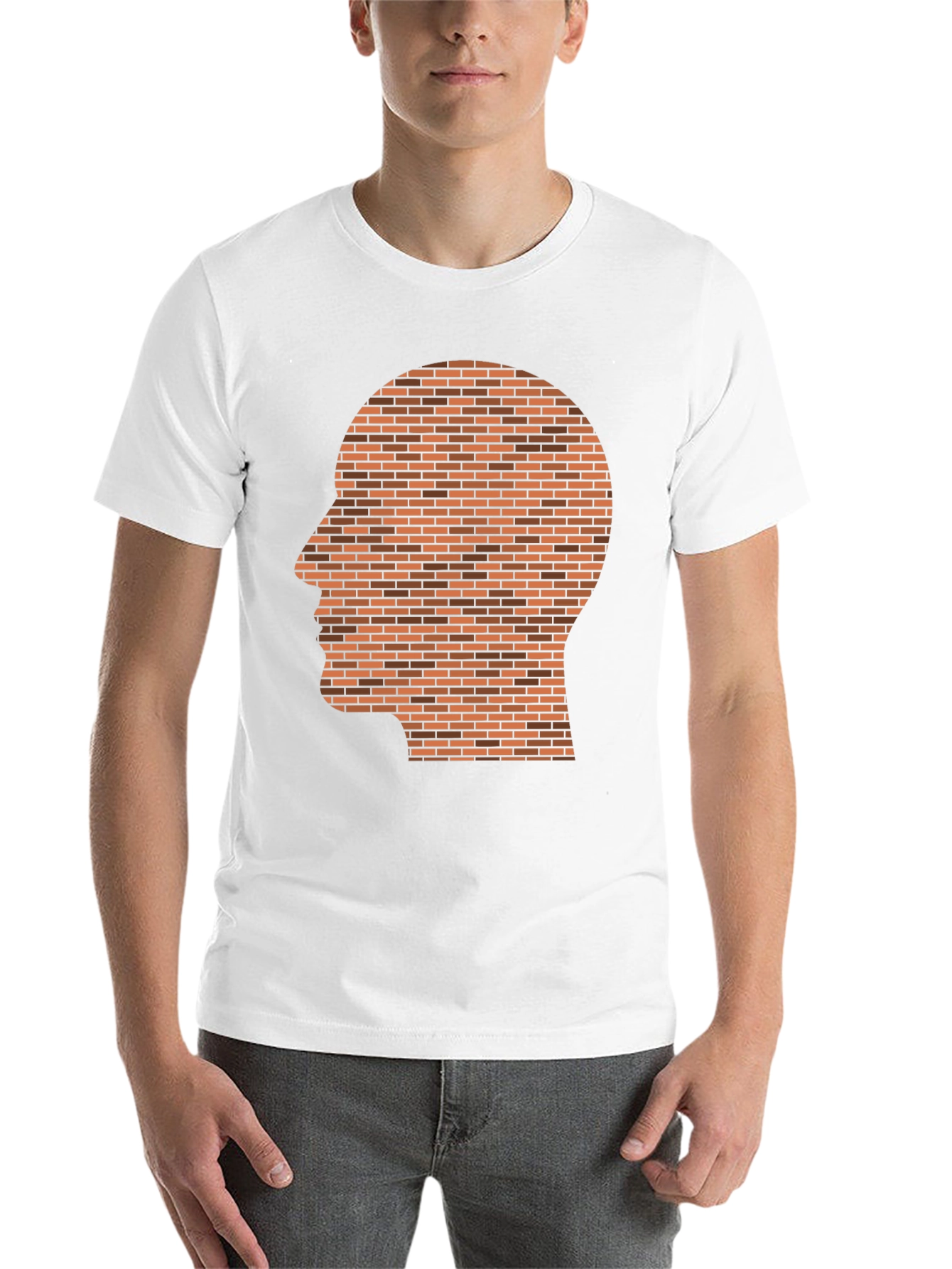 Black Brick Head Graphic T-Shirt - Unique Novelty Design view 14