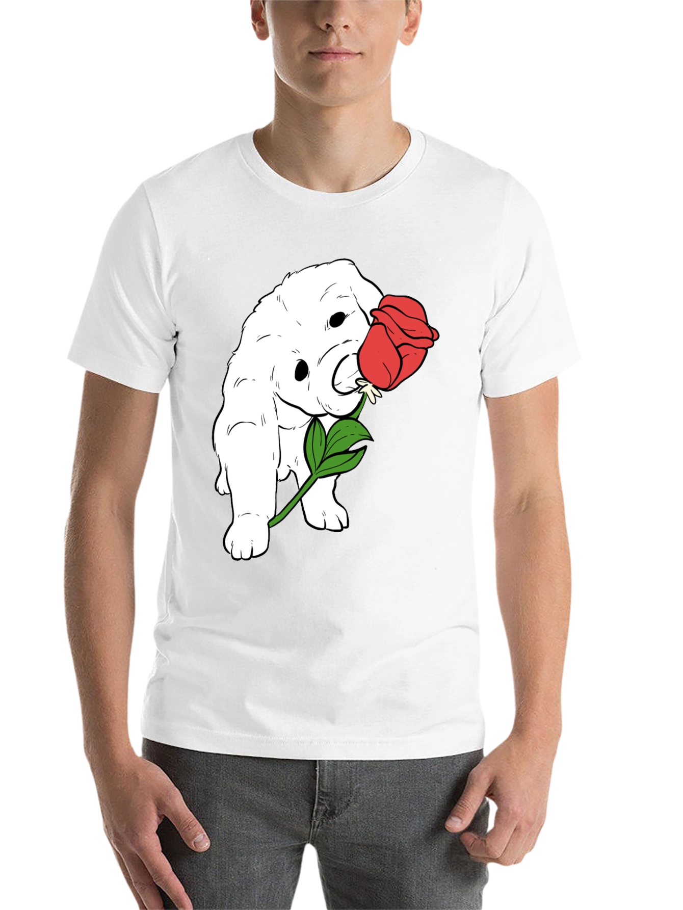 Black Dog with Rose Graphic T-Shirt view 14