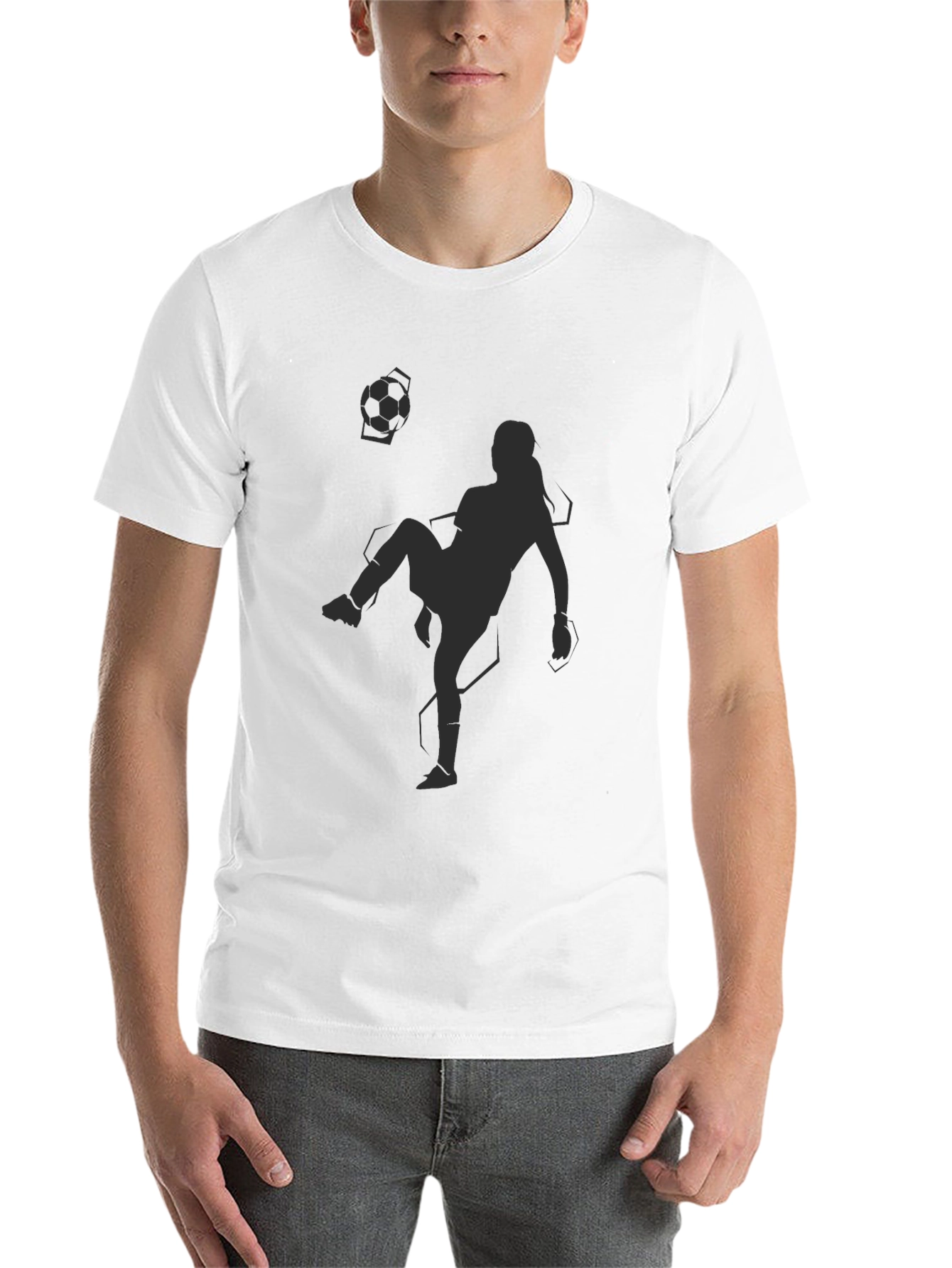 Black Soccer Player Graphic Tee - Black Cotton Blend view 14