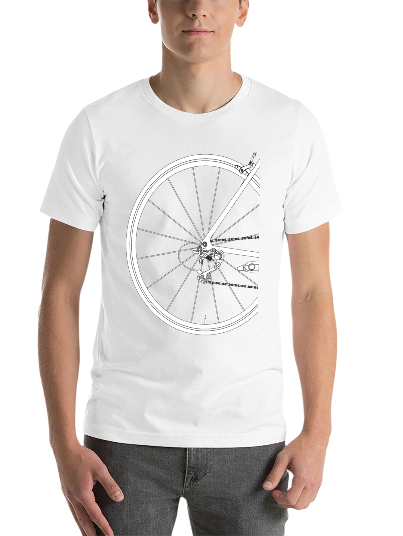 Black Bike Wheel Graphic Tee - Black Cotton T-Shirt view 14