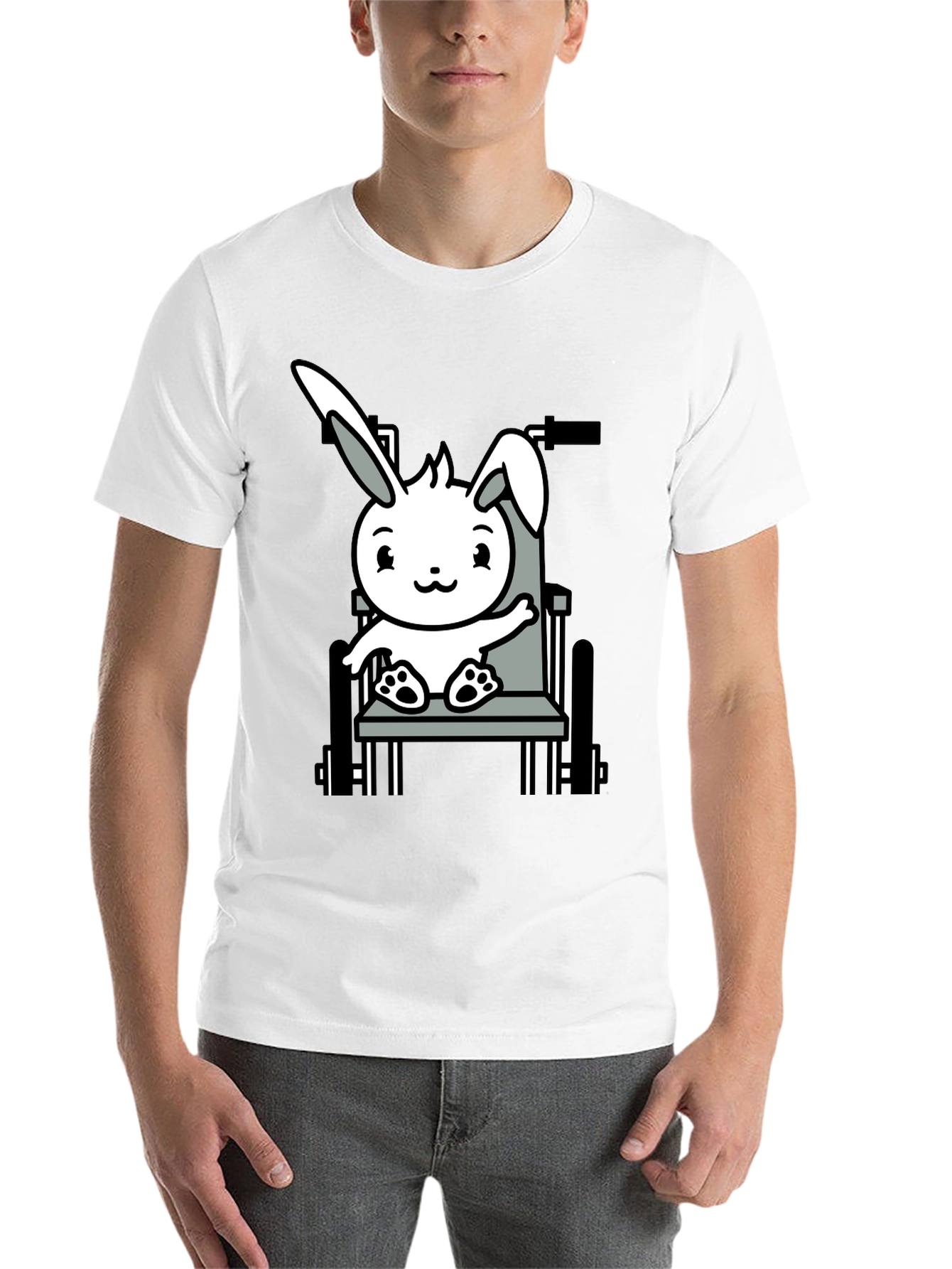 Black Bunny Wheelchair T-Shirt: Adorable Animal Graphic Tee view 14
