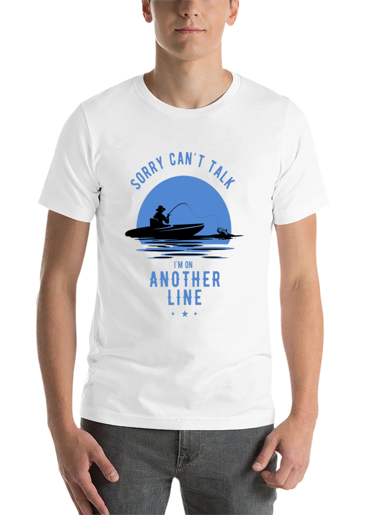 Black Fishing T-Shirt - Sorry Can't Talk, Fisherman Tee view 14