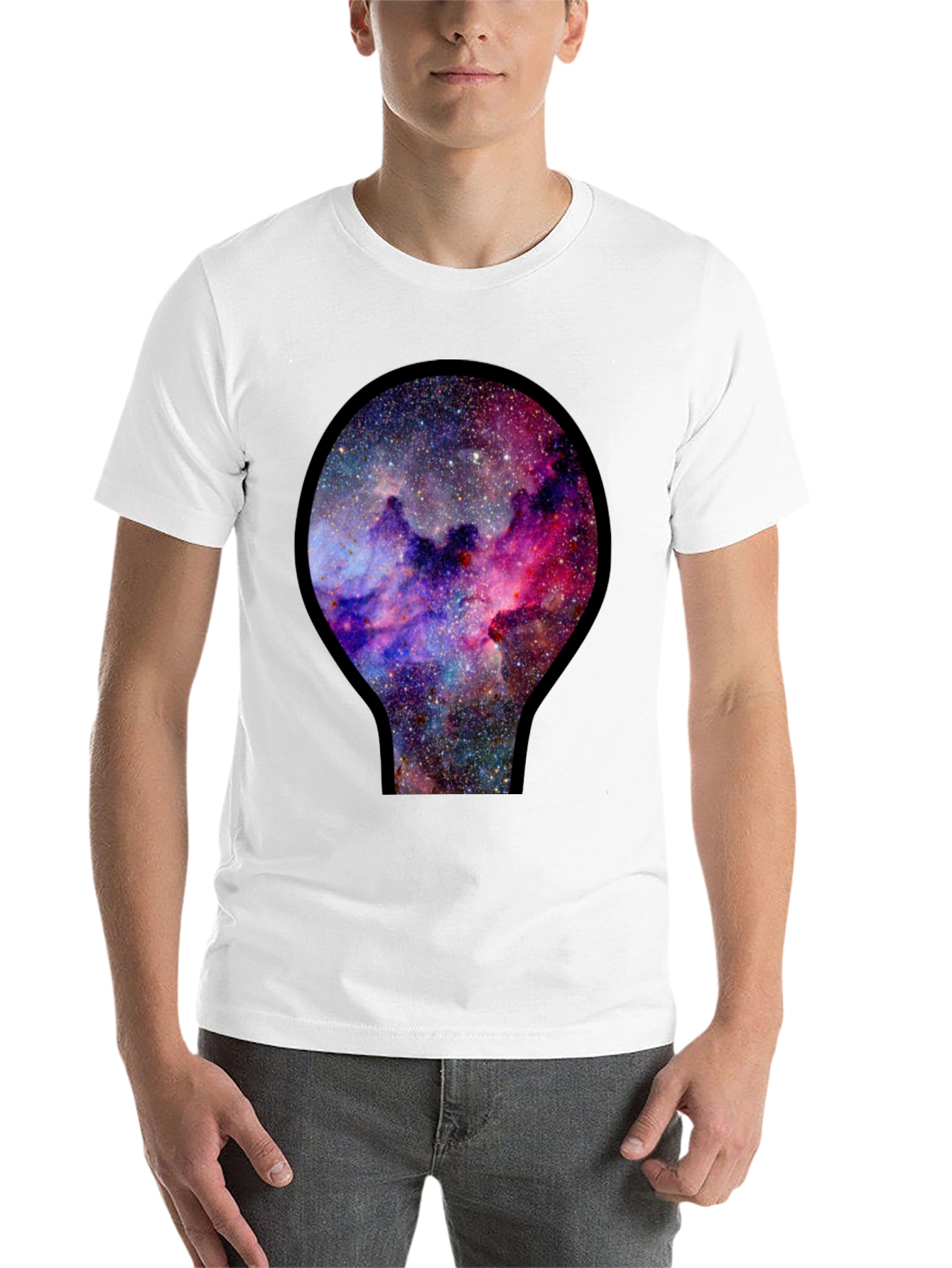 Black Galaxy Nebula Print Black T-Shirt view 14