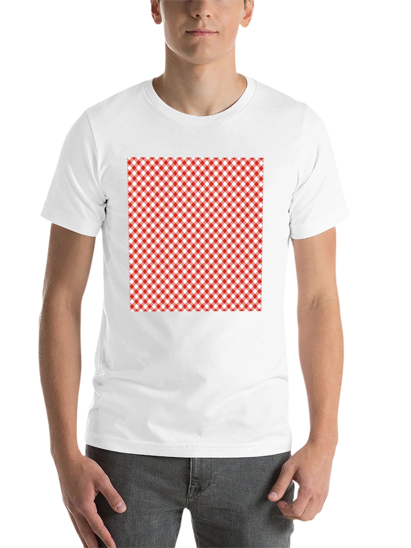 Black Red & White Gingham Patterned T-Shirt view 14