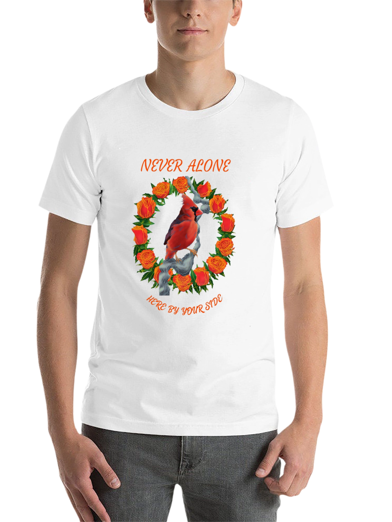 Black Cardinal Rose Wreath Graphic Tee - Never Alone view 14