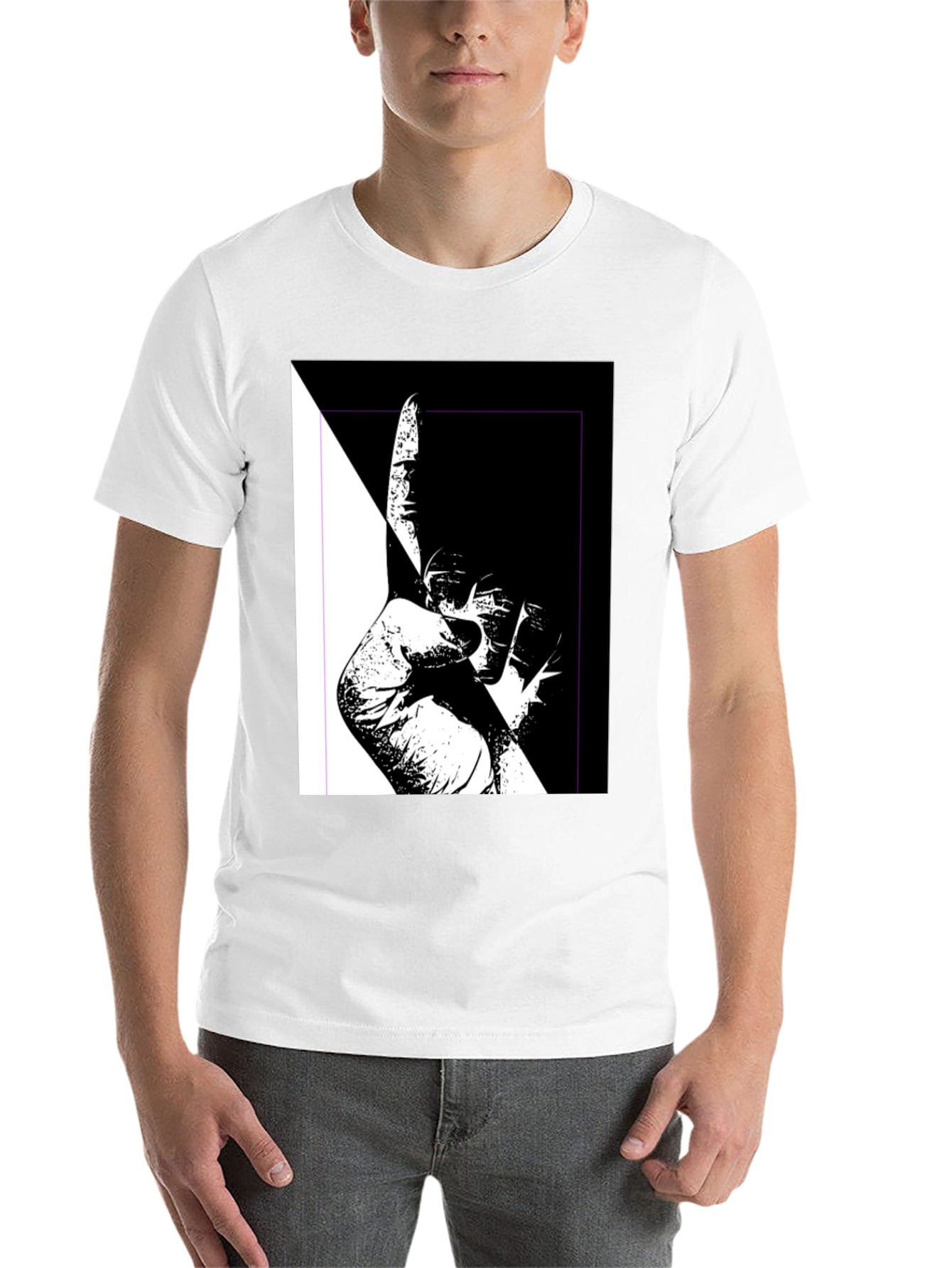 Black Unique Black & White Graphic Tee view 14