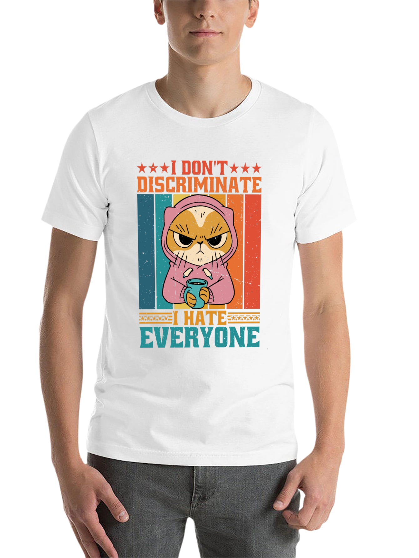 Black I Don't Discriminate, I Hate Everyone T-Shirt view 14