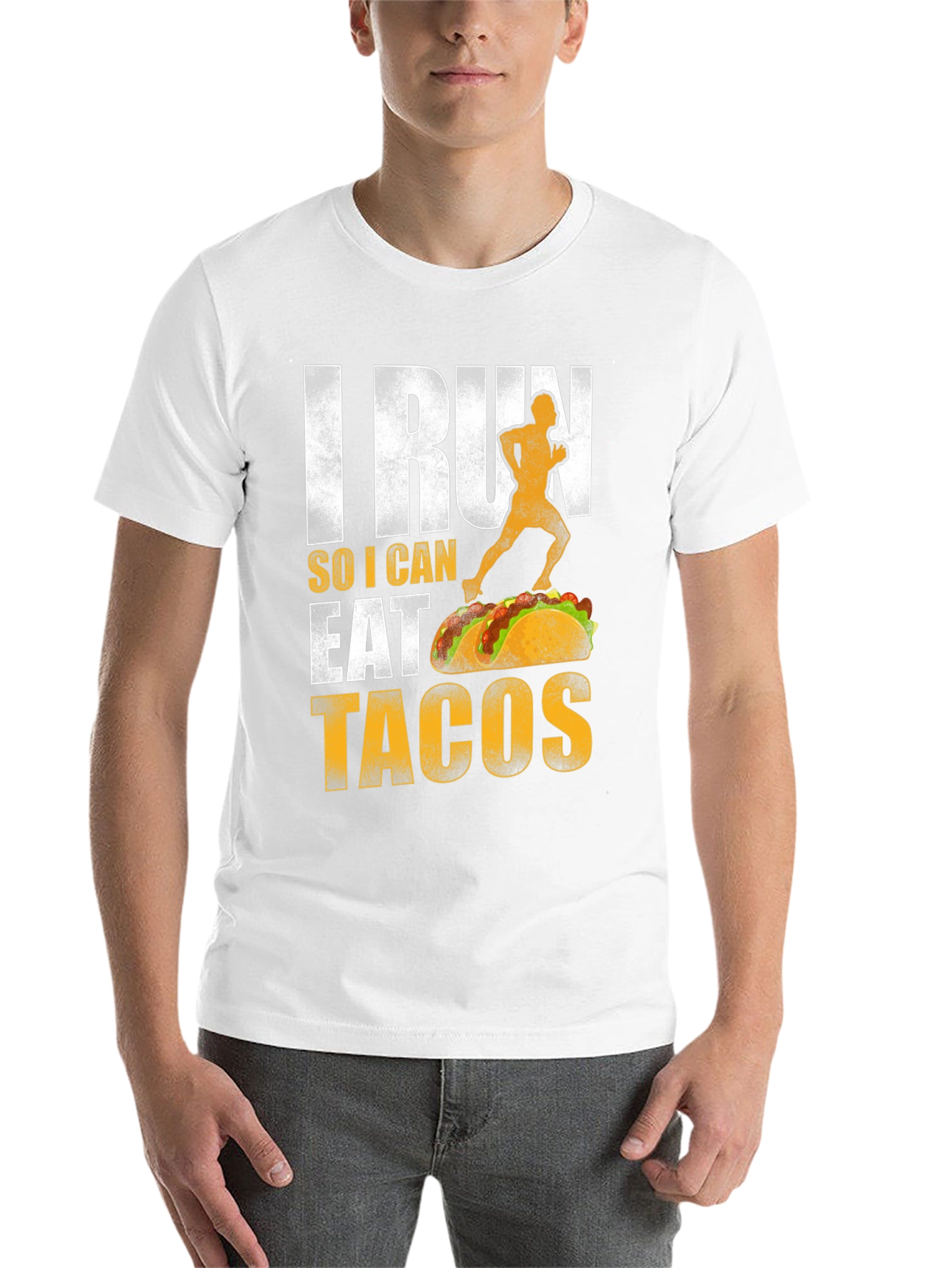 Black I Run So I Can Eat Tacos Graphic Tee view 14