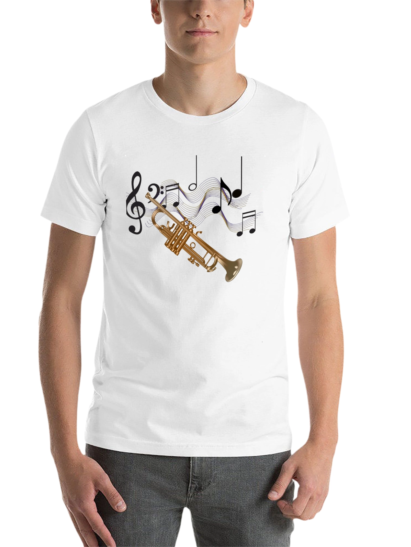 Black Trumpet & Music Note Graphic Tee view 14