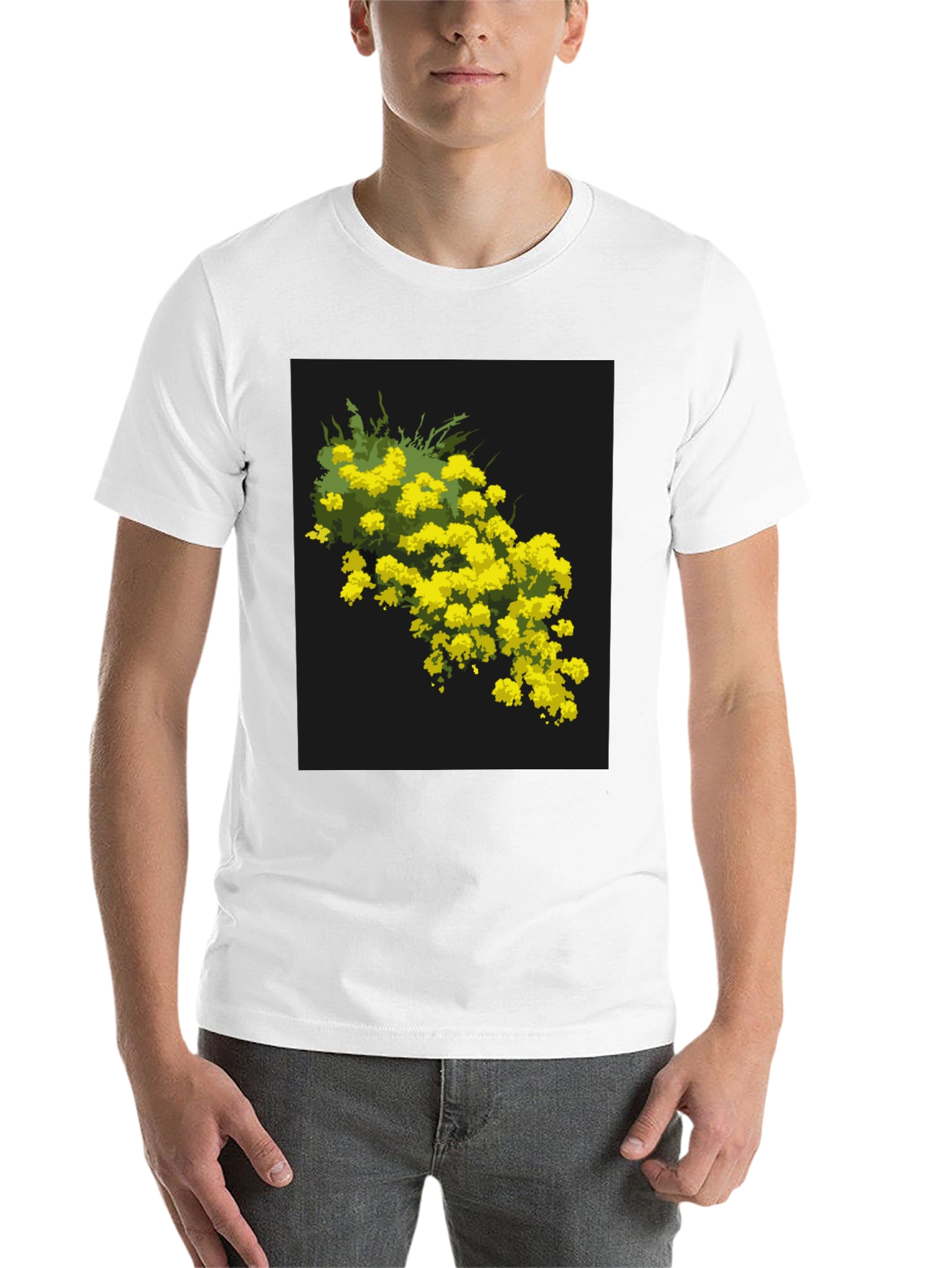 Black Floral Print Black Crew Neck T-Shirt view 14