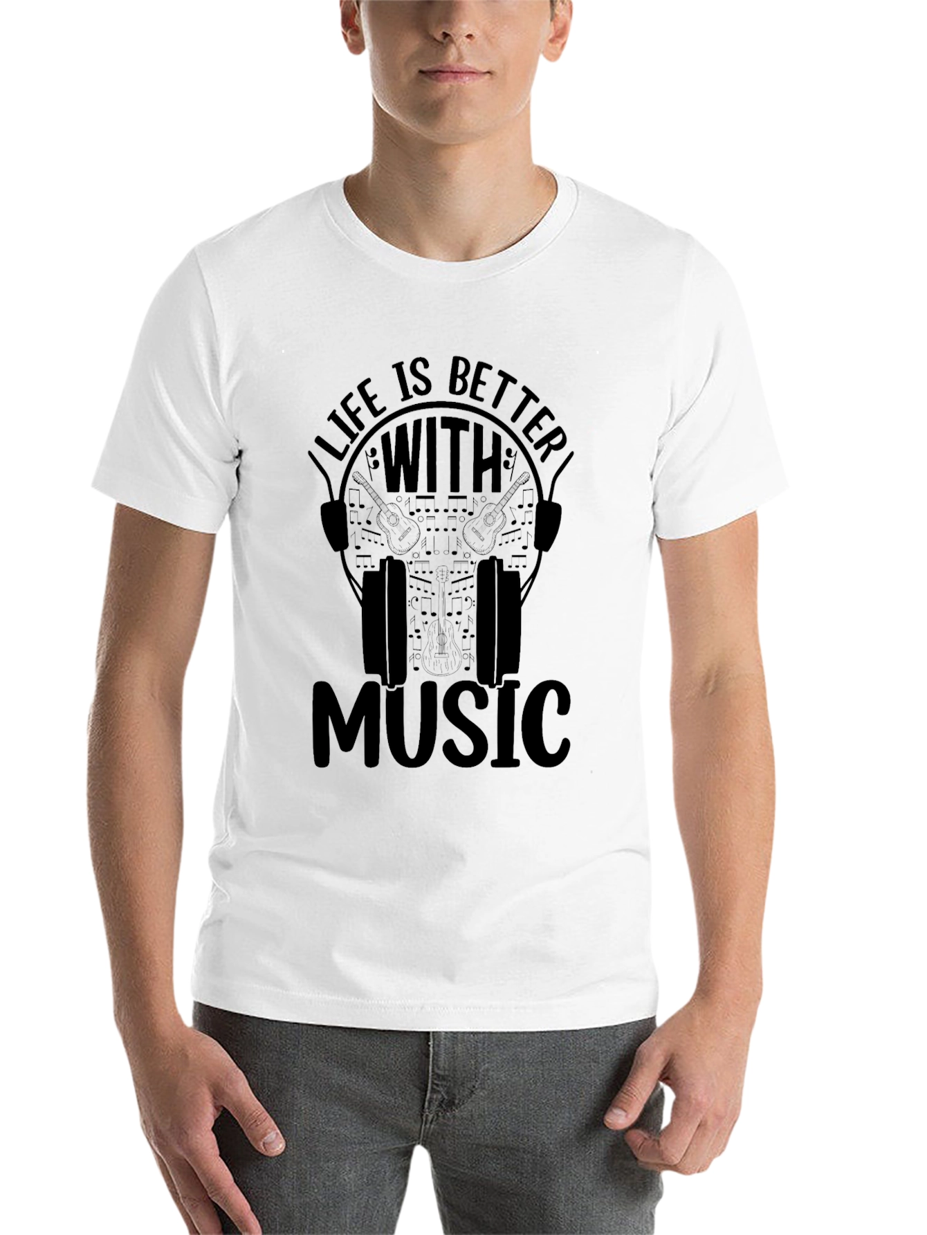 Black Life is Better With Music Graphic T-Shirt view 14