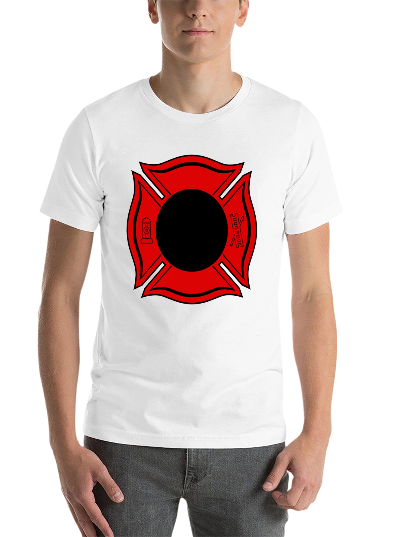 Black Firefighter Maltese Cross Graphic Tee view 14