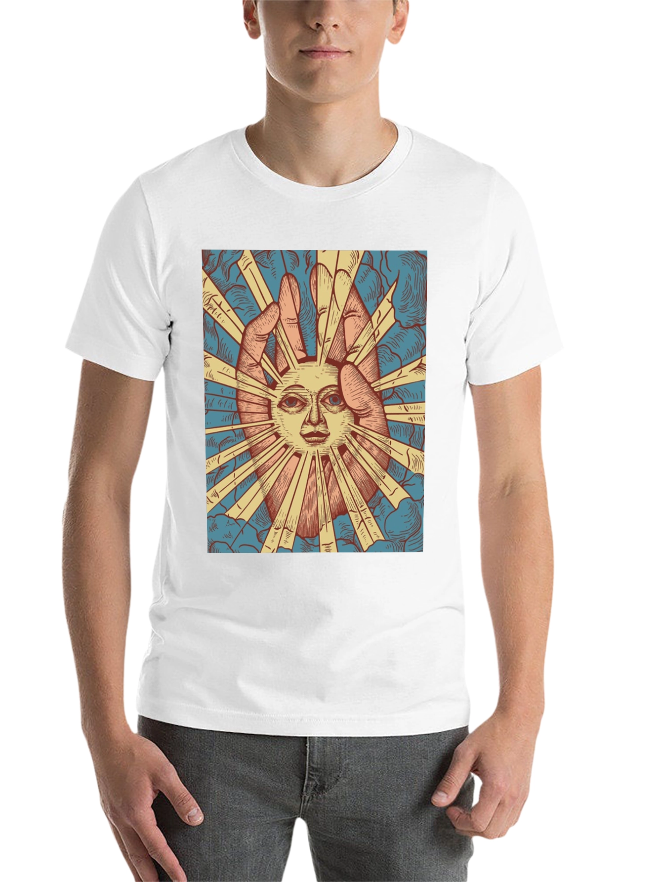 Black Mystic Sun Graphic Tee - Unique Hand Drawn Design view 14
