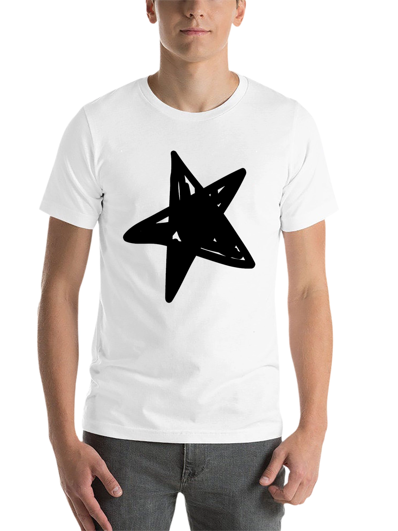 Black Black T-Shirt with Bold Star Graphic view 14