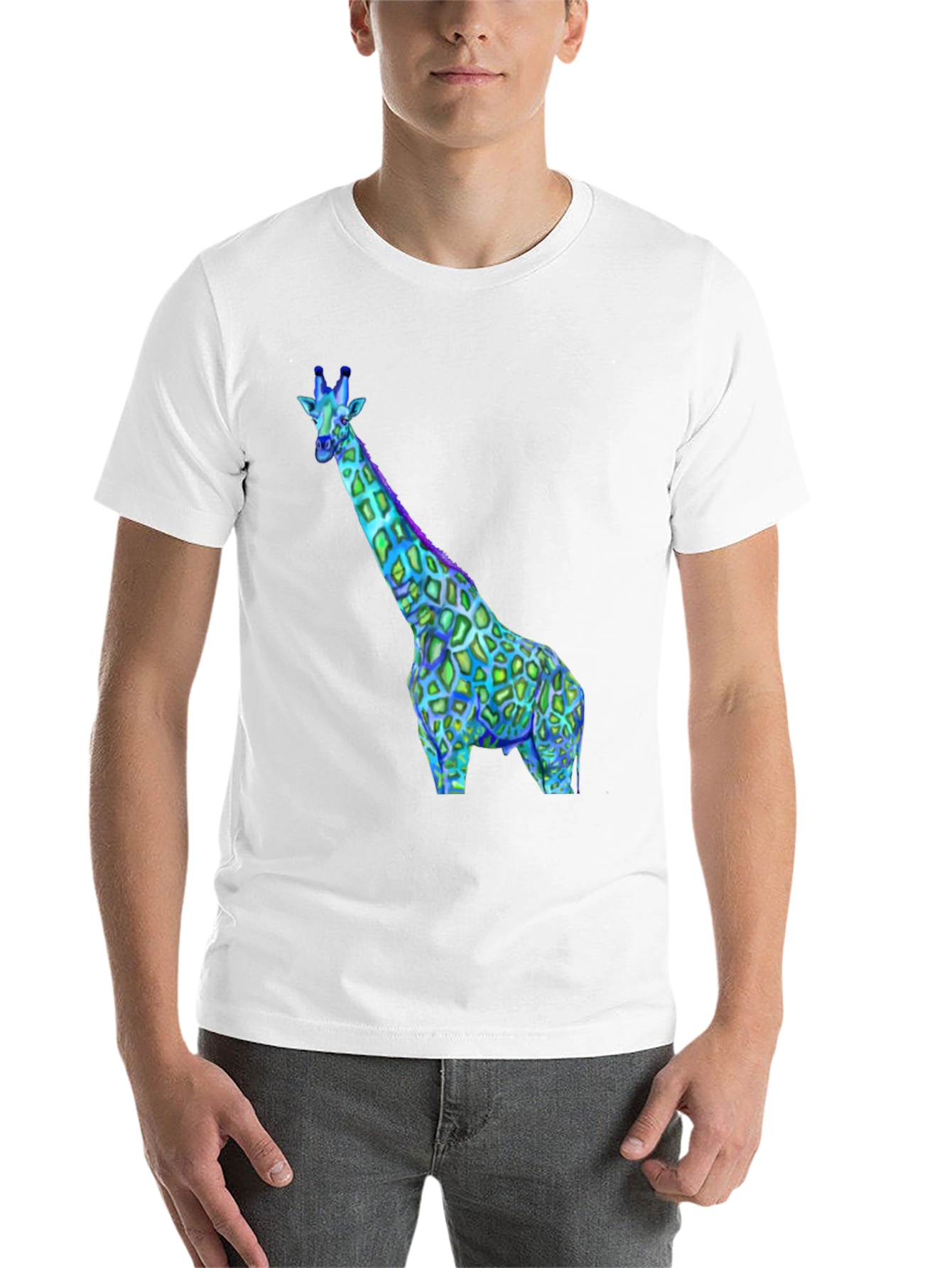 Black Neon Giraffe Graphic Tee - Black Crewneck Shirt view 14