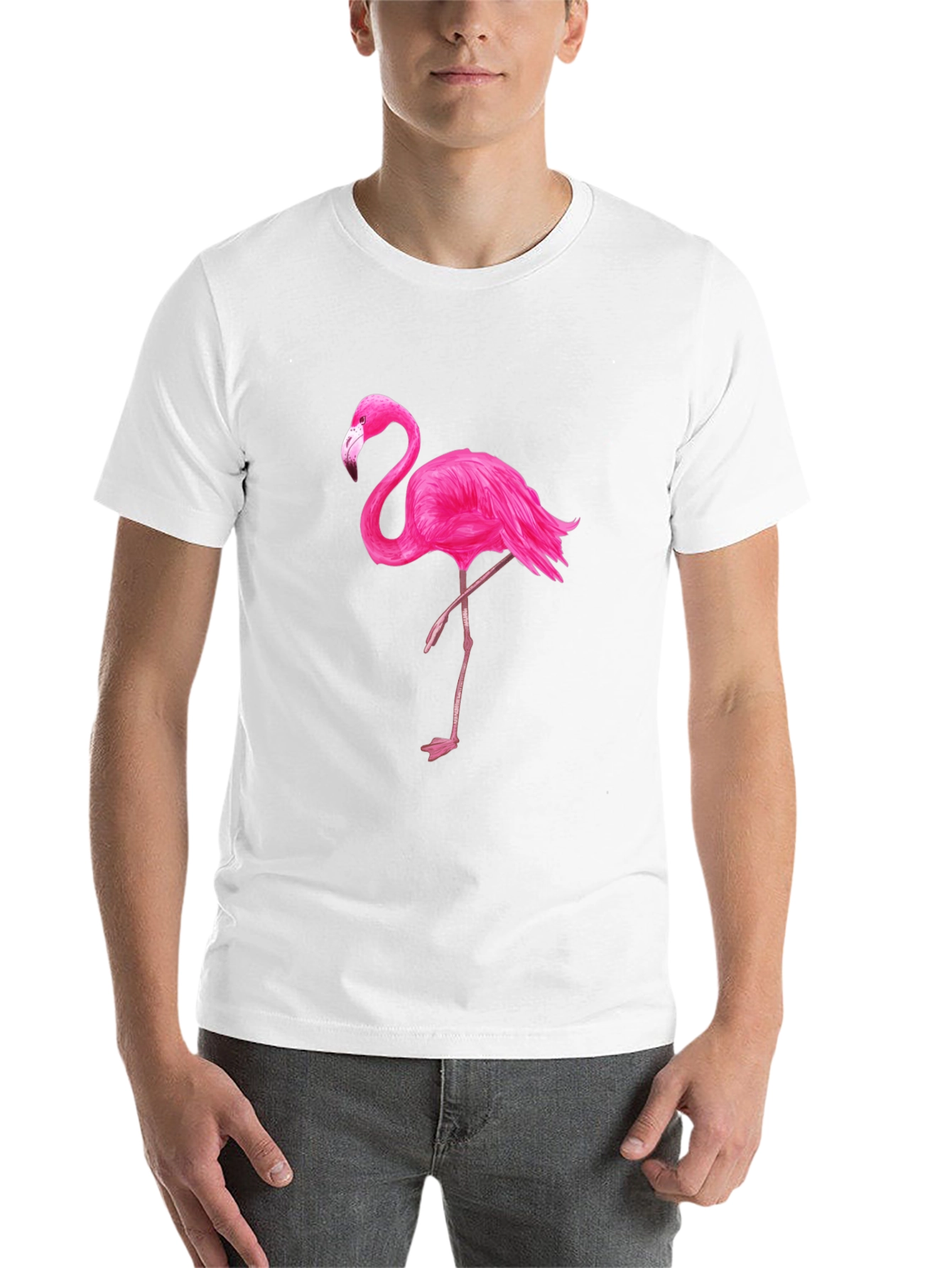 Black T-Shirt with Pink Flamingo Graphic - 14