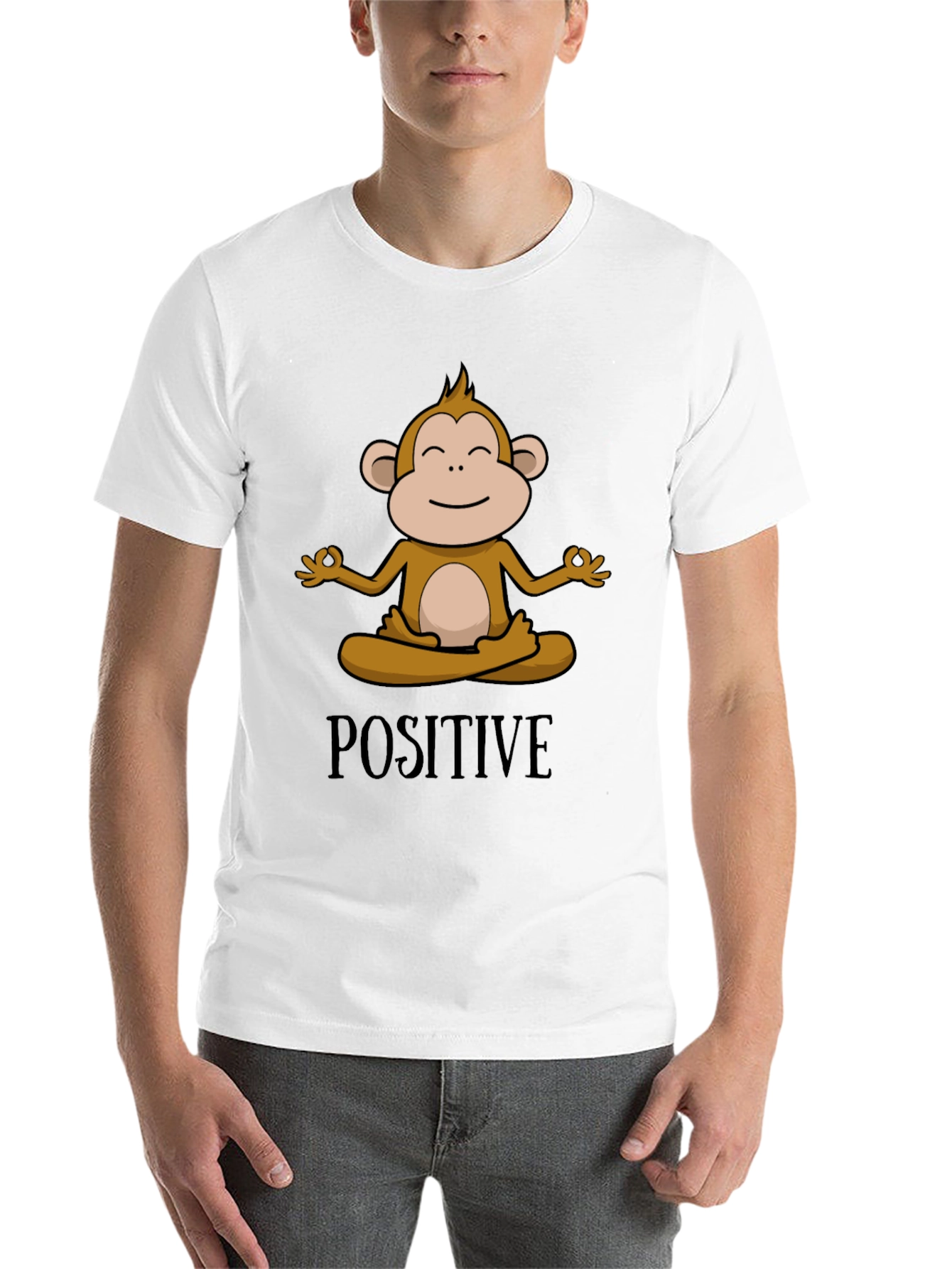Black Positive Monkey Meditation Graphic Tee view 14