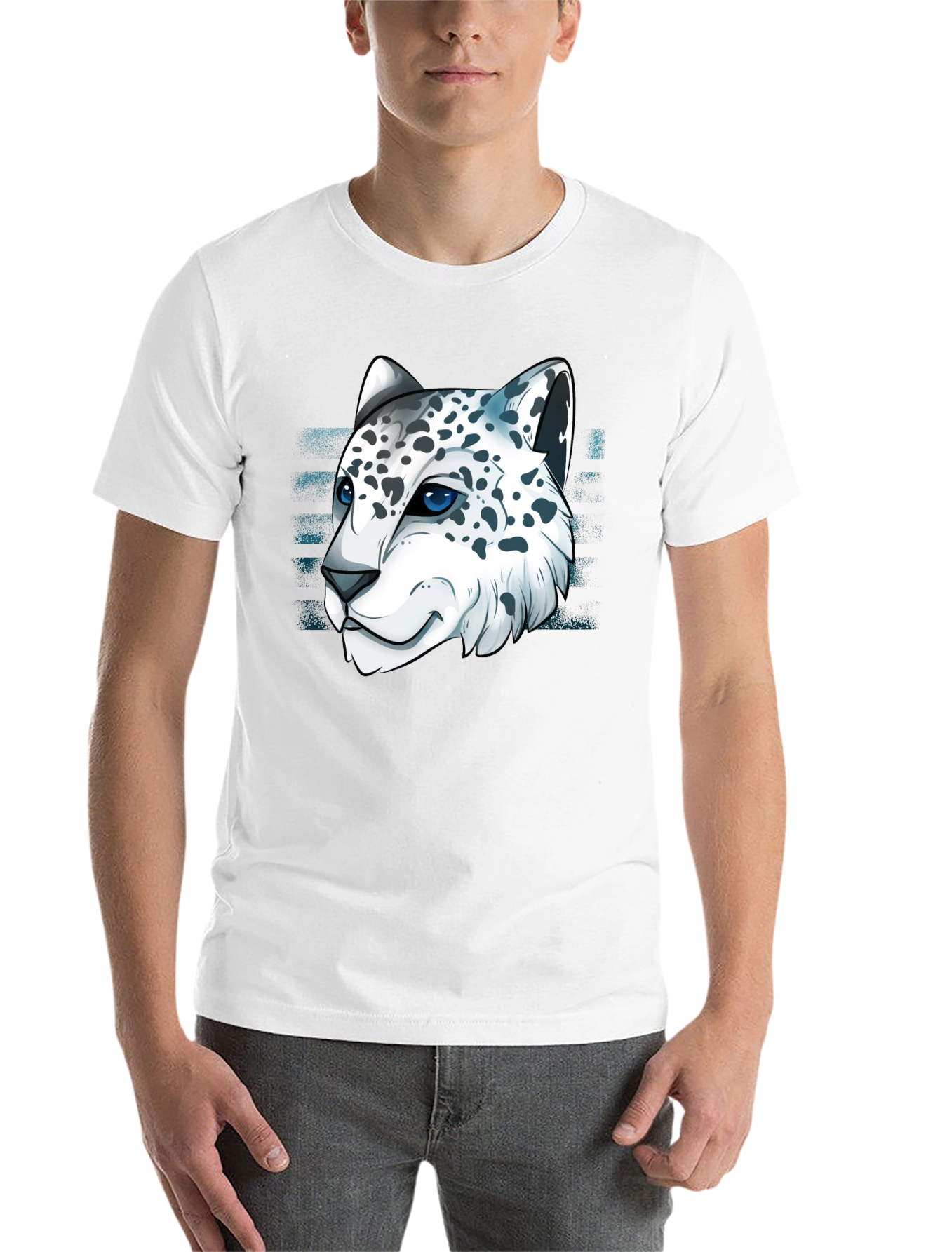 Black Snow Leopard Graphic Tee - Cool Cat Design view 14