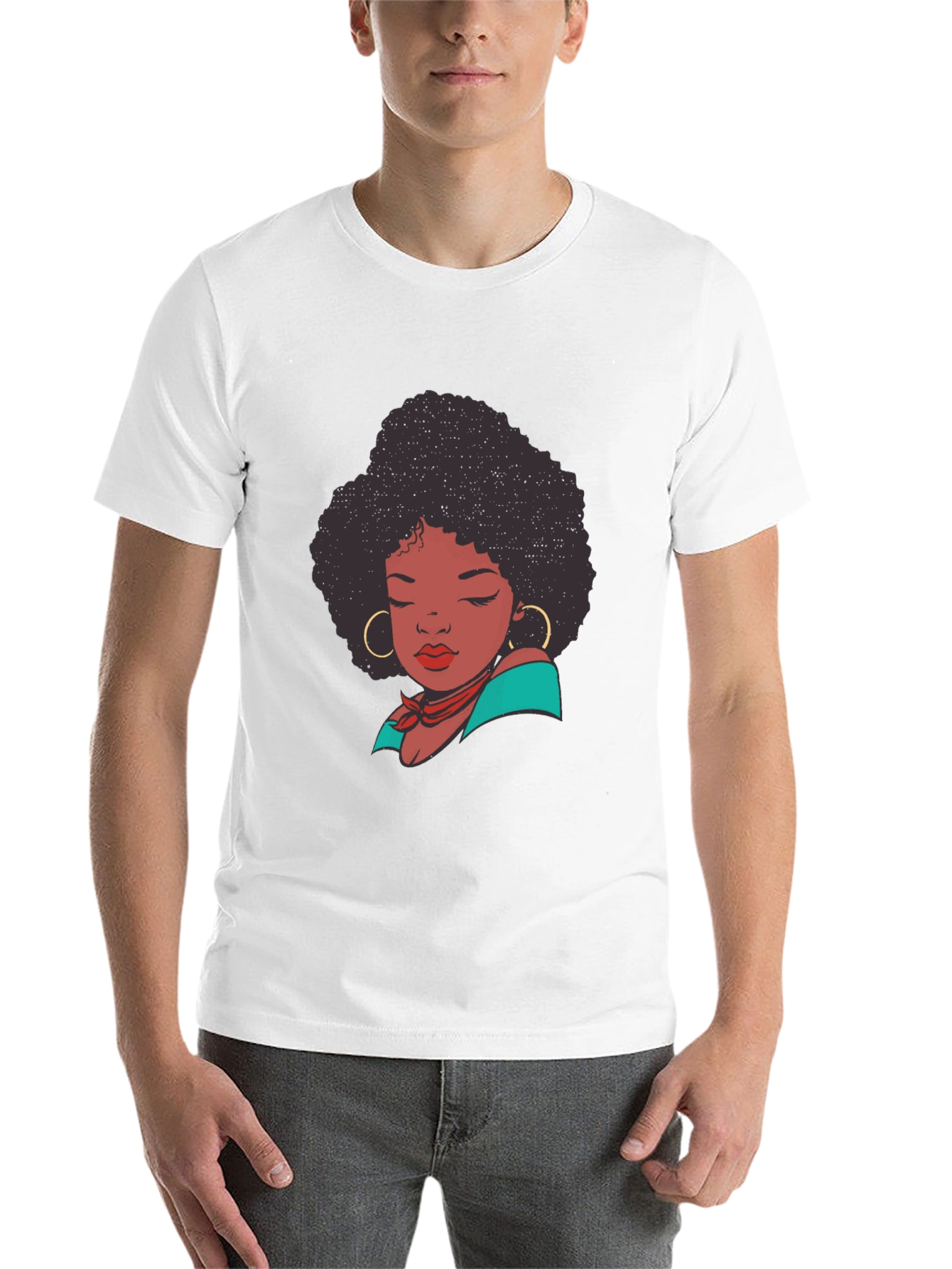 Black Afro Woman Graphic T-Shirt - Stylish Casual Tee view 14