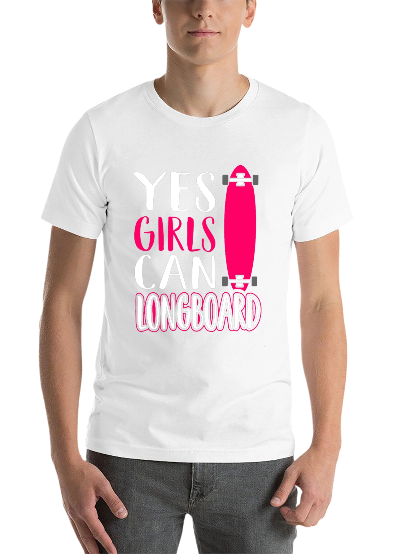 Black Yes Girls Can Longboard Graphic Tee view 14