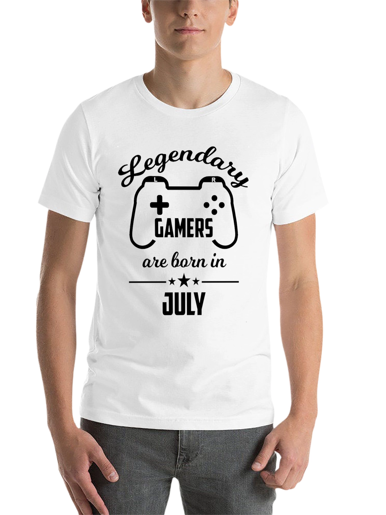 Black Legendary Gamers Born in July Black T-Shirt view 14