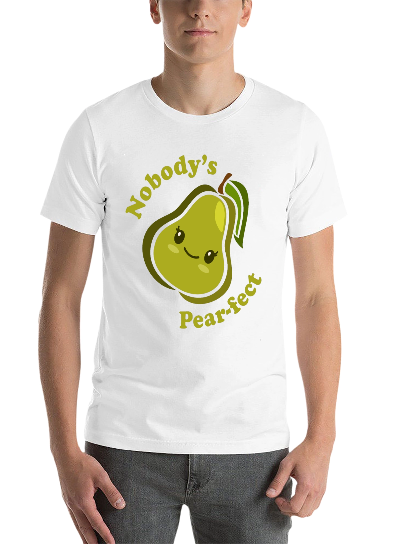 Black Nobody's Pear-fect T-Shirt Cute Fruit Pun Tee view 14