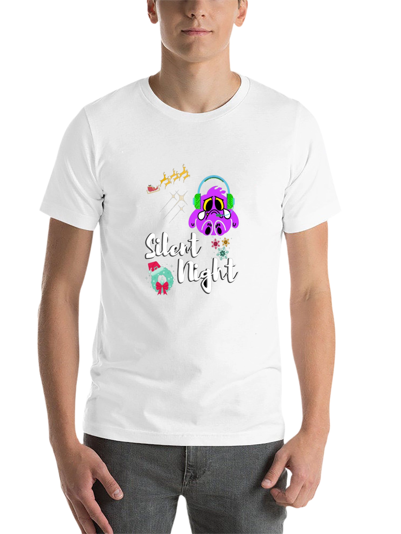 Black Silent Night Graphic T-Shirt - Christmas Holiday Tee view 14