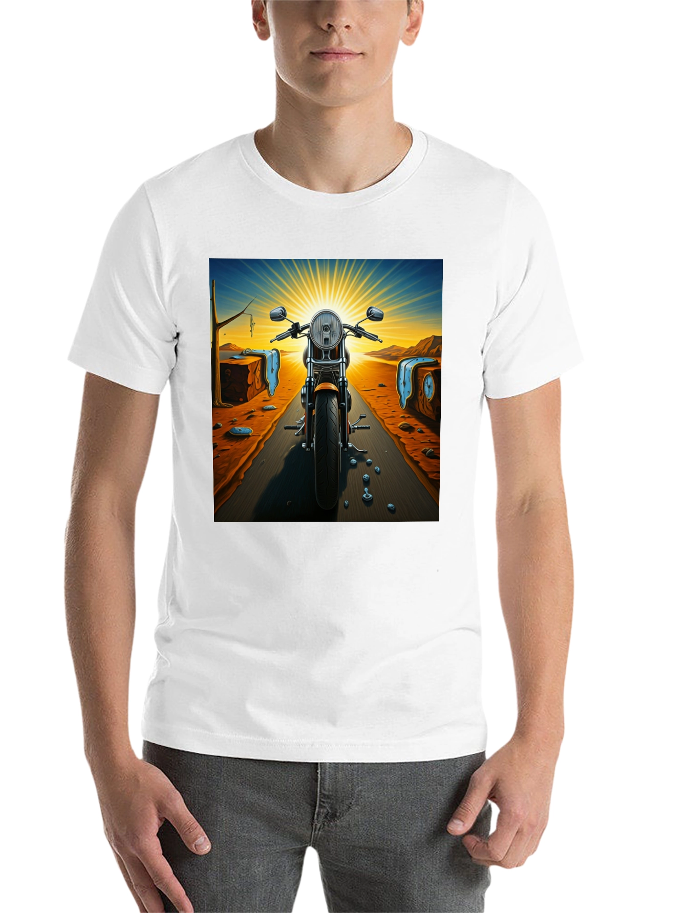 Black Surreal Motorcycle Ride T-Shirt view 14