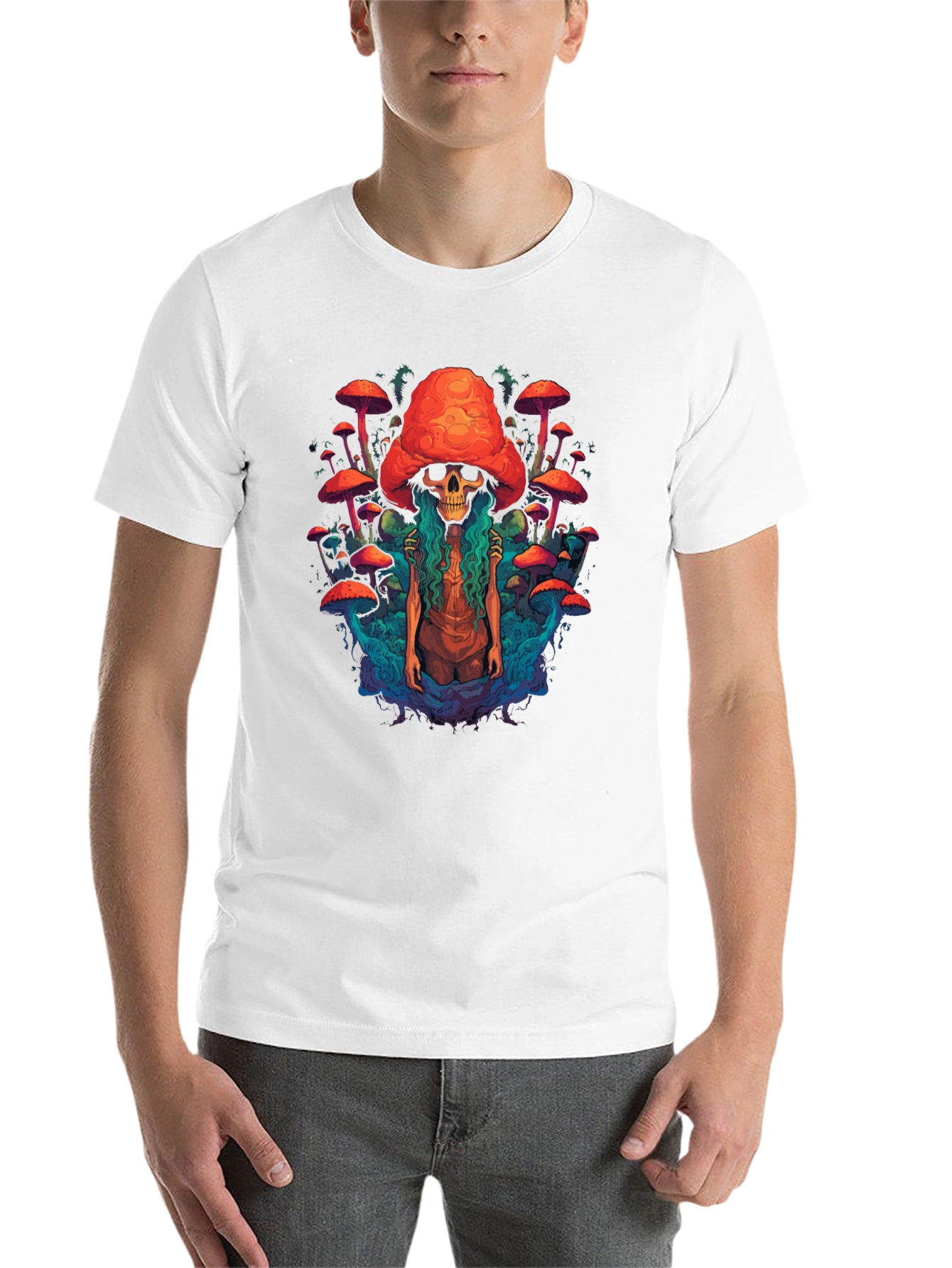 Black Mushroom Skull Graphic Tee - Unique Design view 14