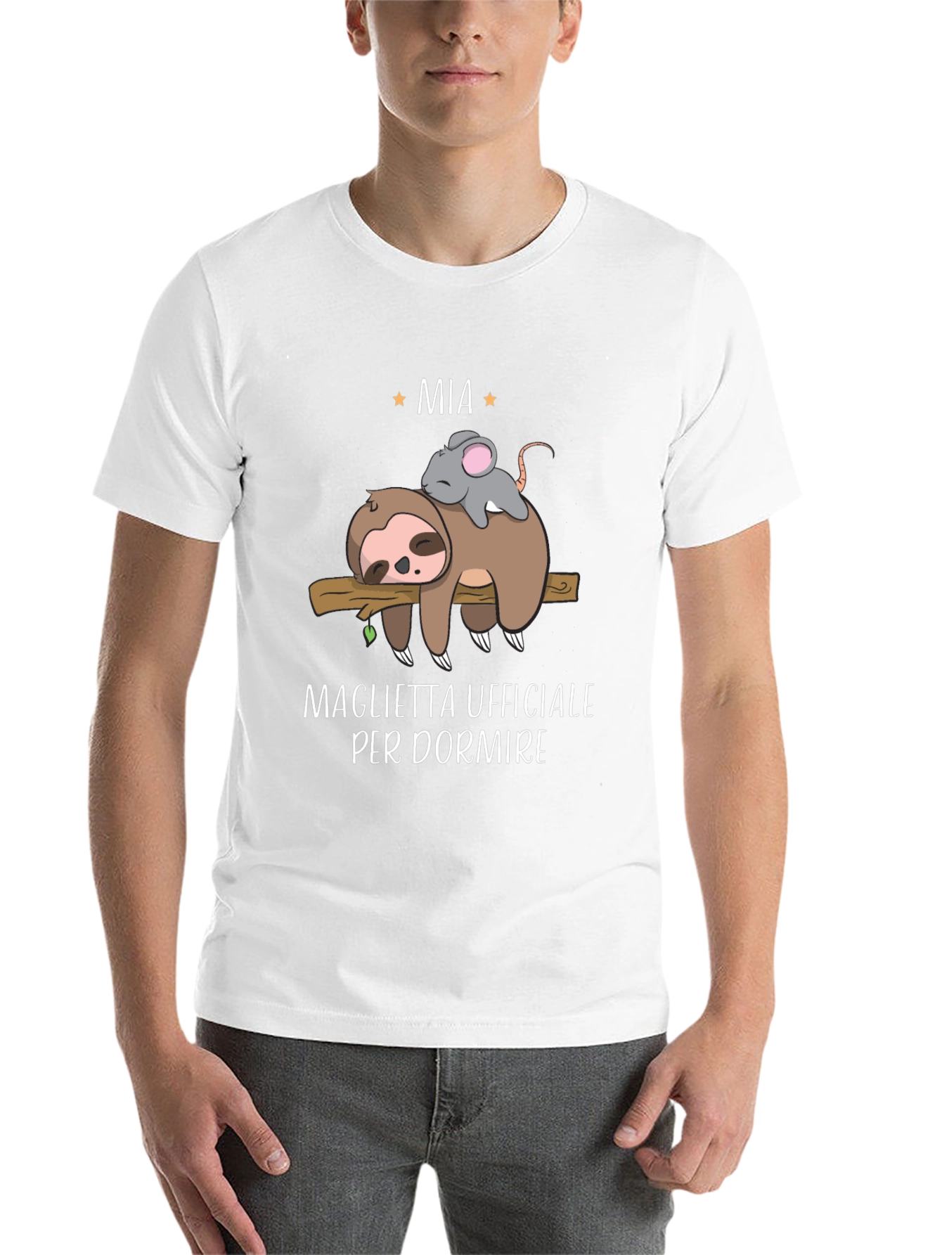 Black Funny Sloth & Mouse 'Mia' Sleep Shirt view 14