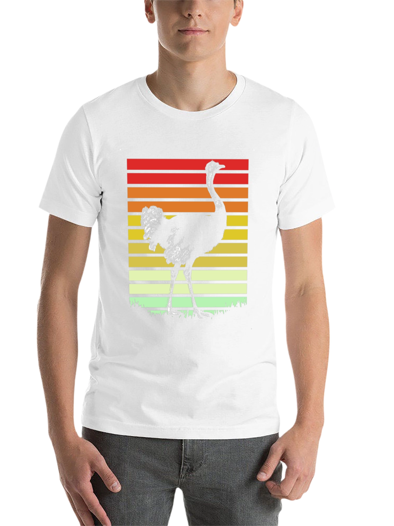 Black Retro Ostrich Sunset T-Shirt view 14