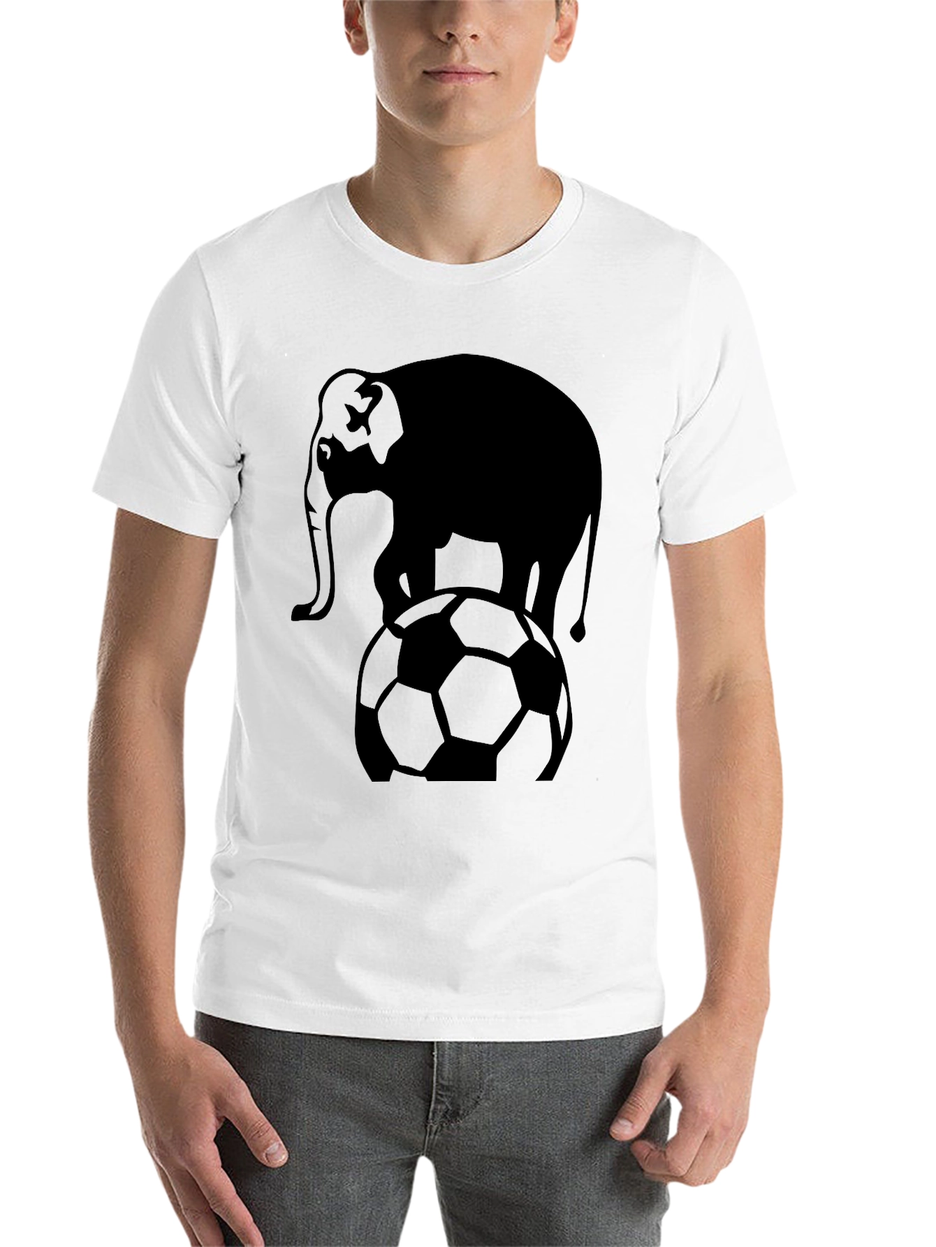 Black Elephant Soccer Ball Graphic T-Shirt - Black view 14