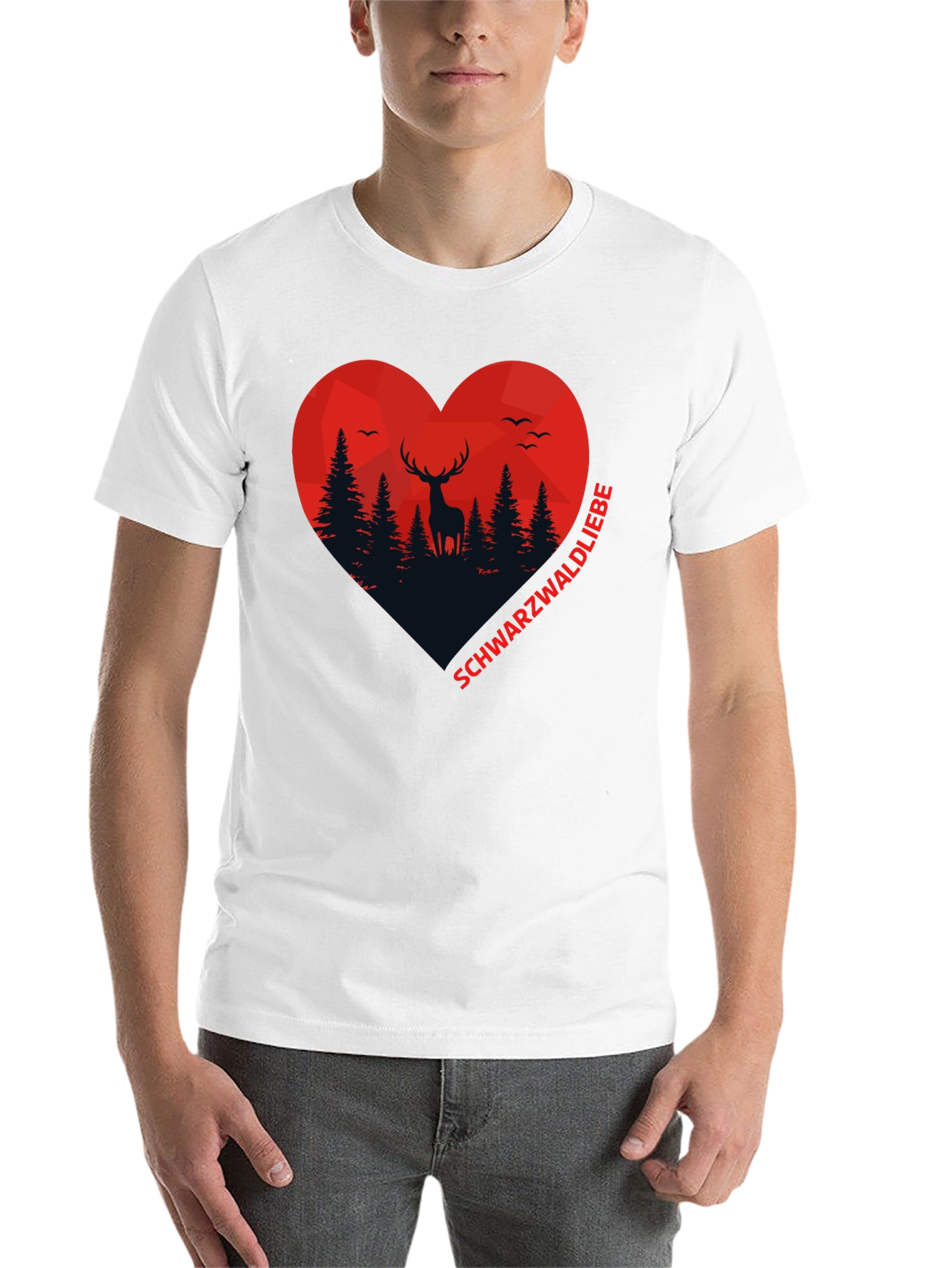 Black Black Forest Deer Heart Graphic T-Shirt view 14