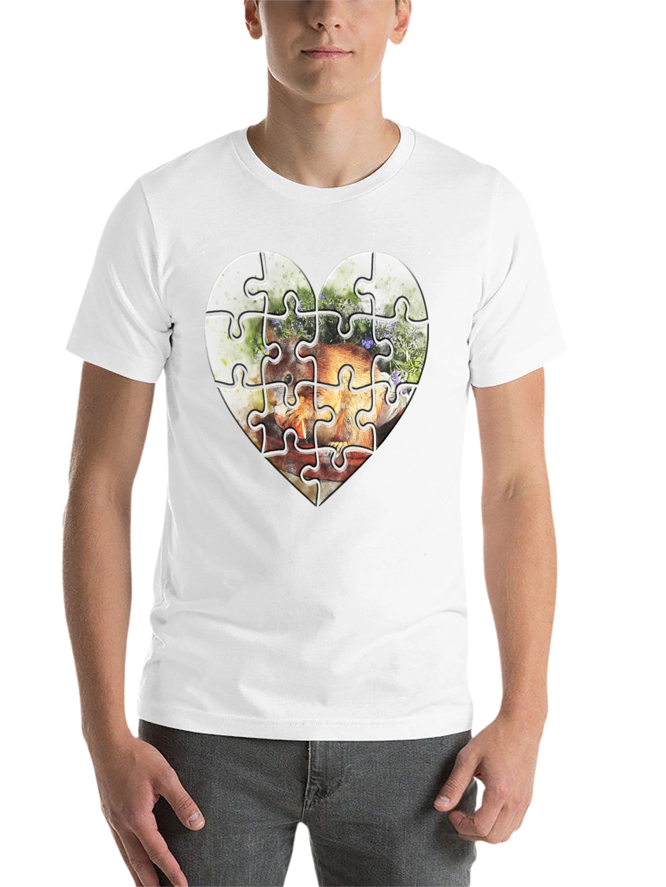 Black Heart Puzzle Graphic Tee - Unique Design view 14