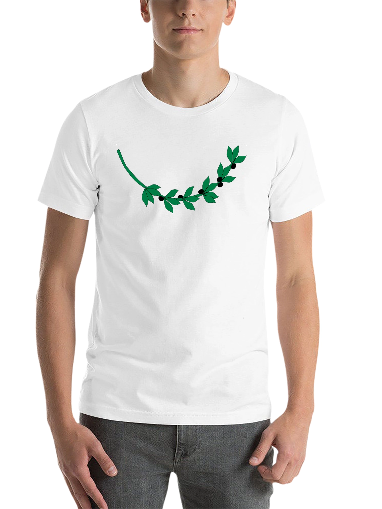Black Olive Branch Graphic T-Shirt - Modern Casual Style view 14