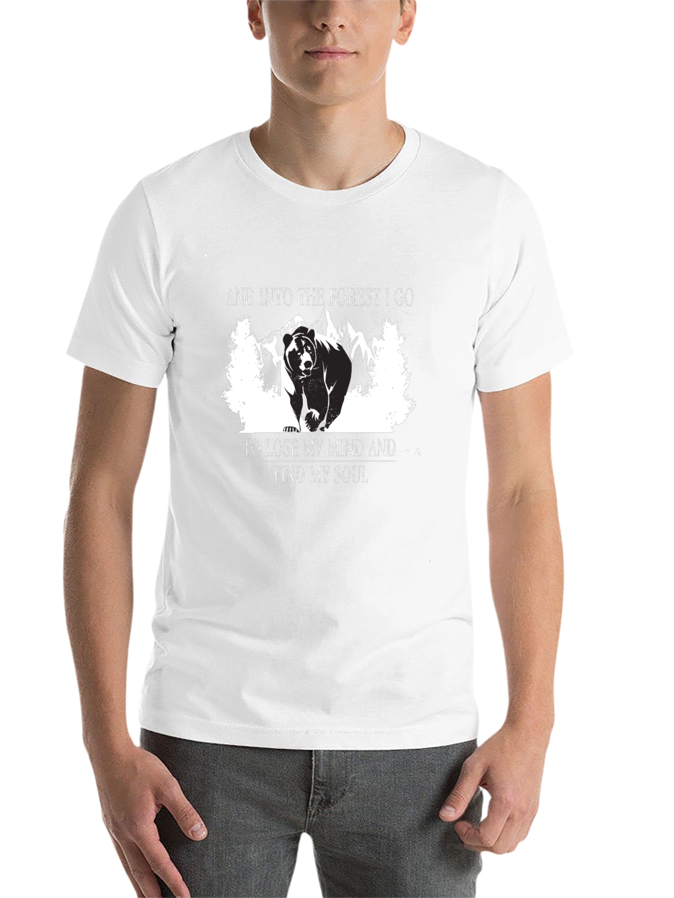 Black Into the Forest T-Shirt - Bear Graphic Tee view 14