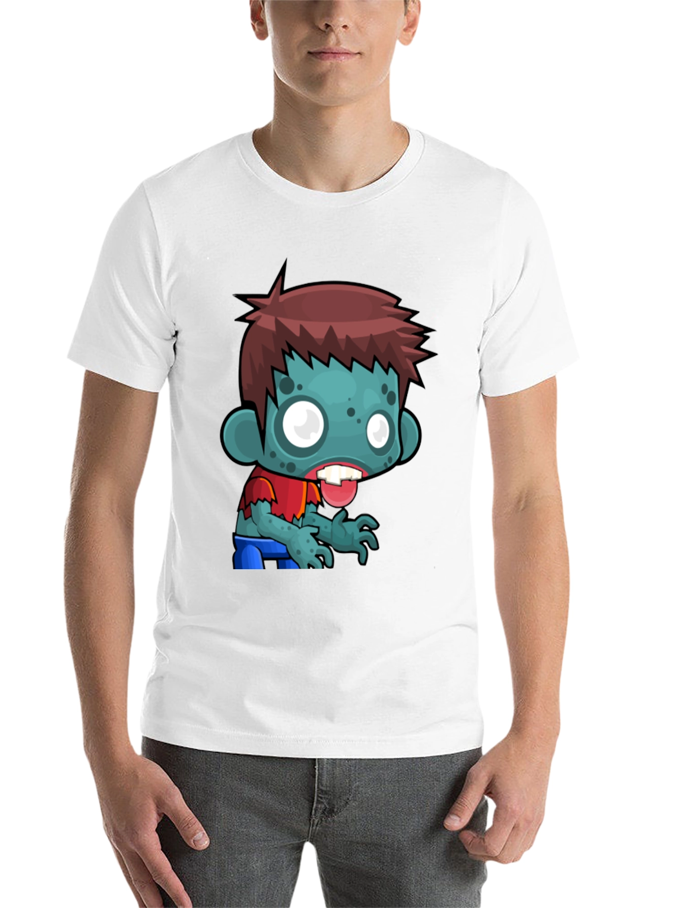 Black Cartoon Zombie Graphic T-Shirt - Mens Black Tee view 14