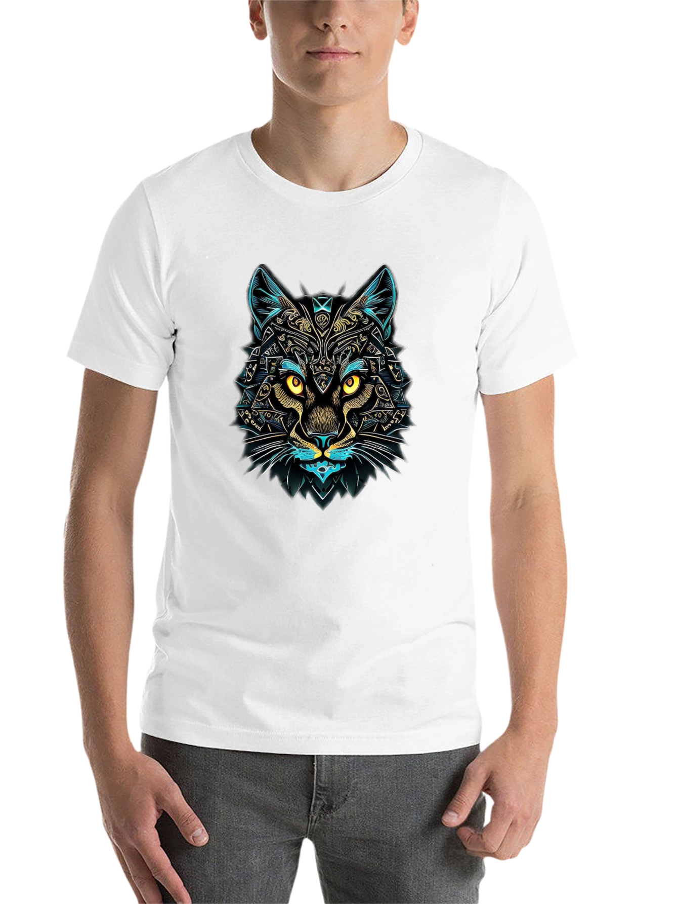 Black Abstract Cat Graphic Tee - Unique Design, Soft Cotton view 14