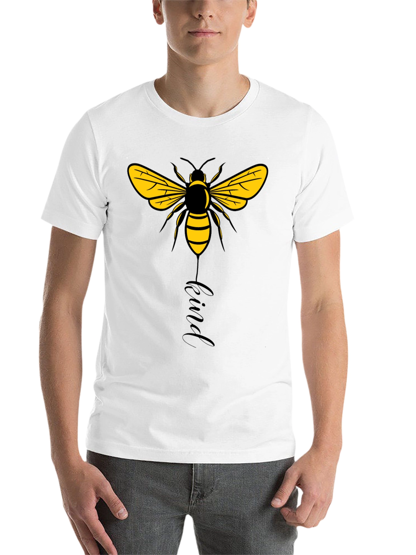Black Bee Kind Graphic Tee - Black Cotton T-Shirt view 14