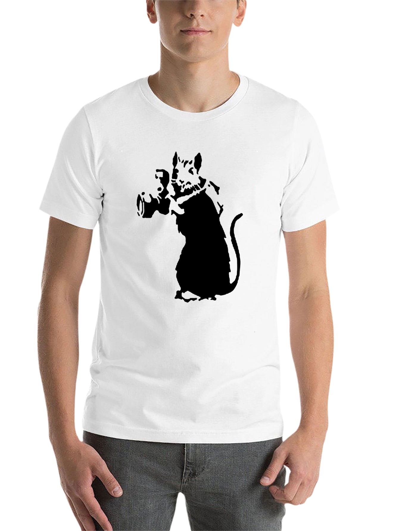 Black Banksy Rat Photographer T-Shirt view 14