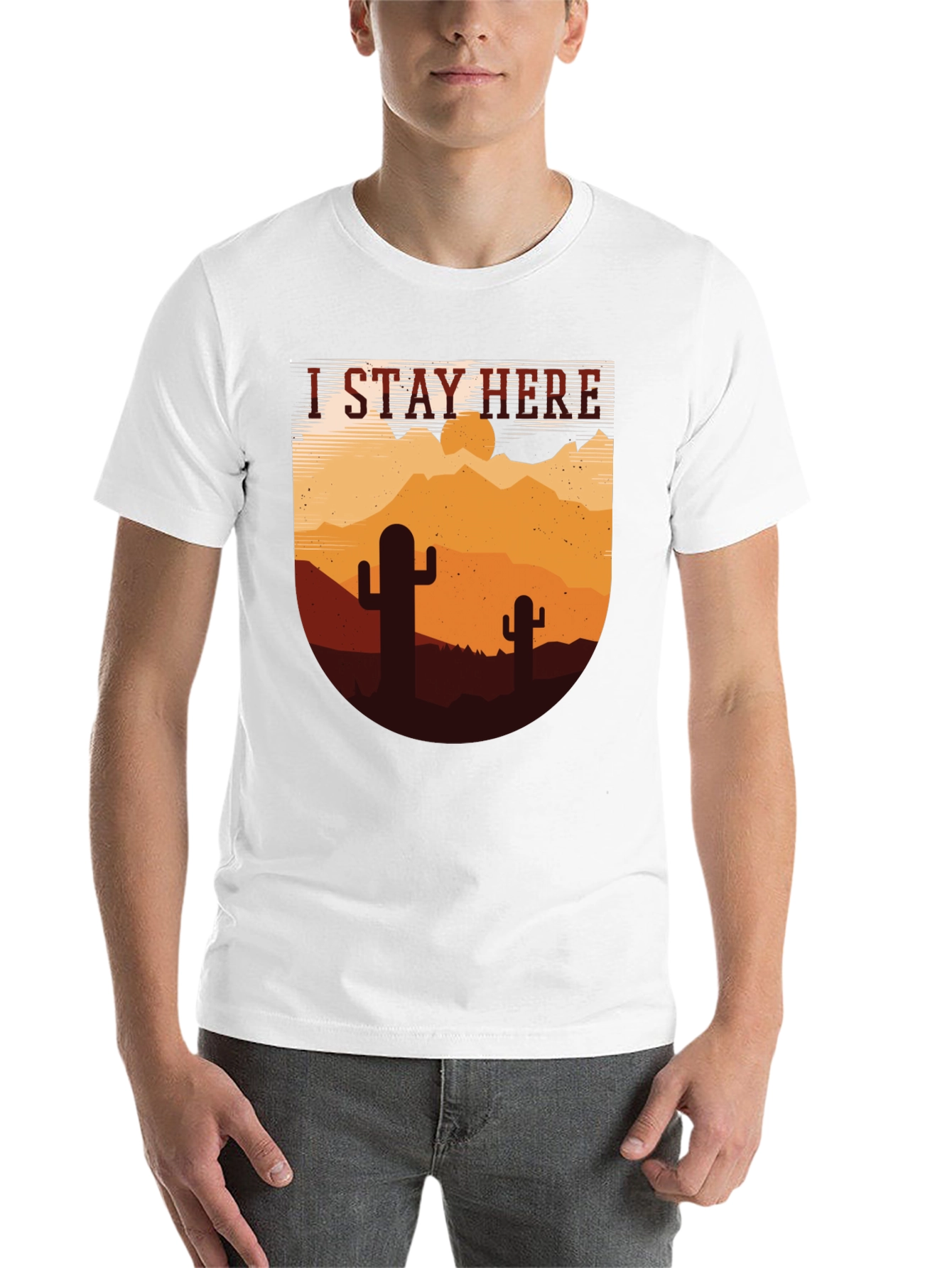 Black I Stay Here Graphic Tee - Desert Cactus Design view 14