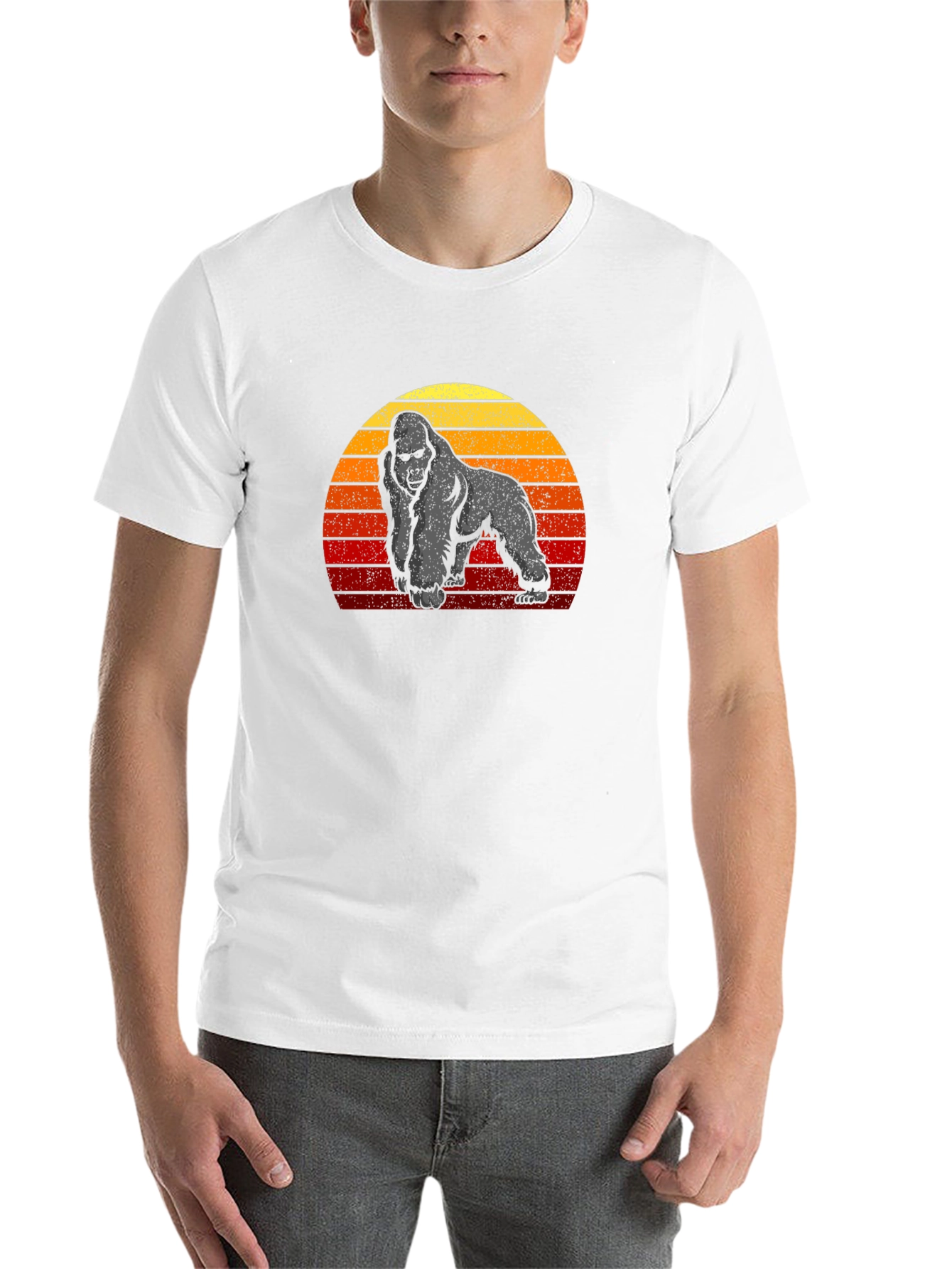 Black Retro Gorilla Sunset Graphic Tee view 14