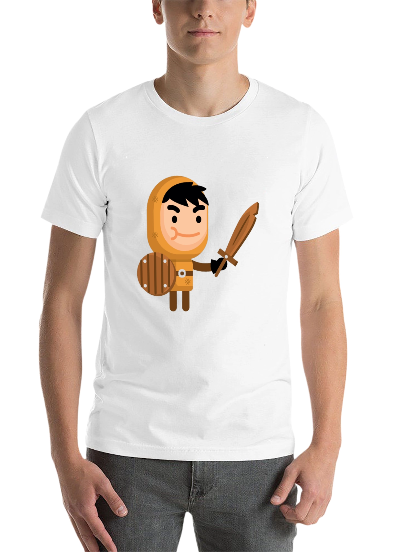 Black Cartoon Knight Graphic Tee - Fun, Unique Design view 14