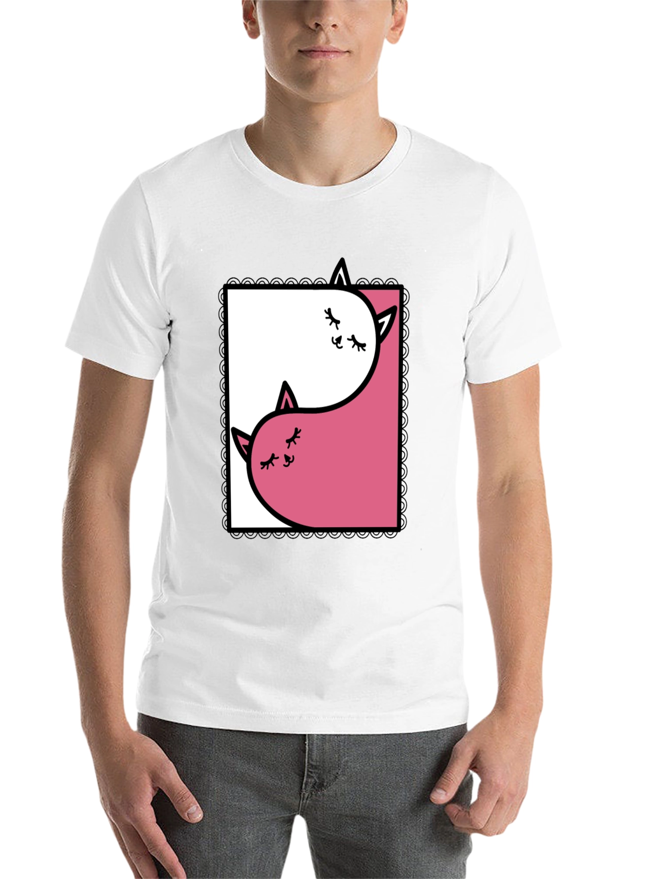 Black Yin Yang Cats Graphic Tee - Black view 14