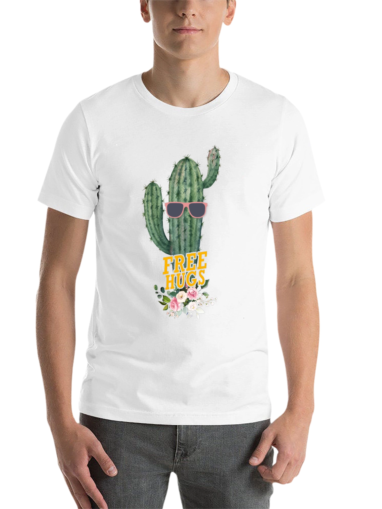 Black Cactus Free Hugs Graphic Tee - Funny Novelty Shirt view 14